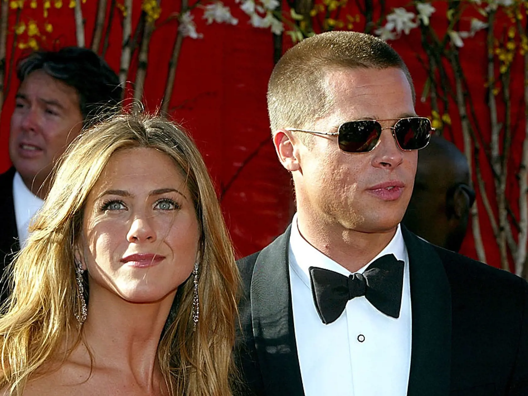 LOS ANGELES - SEPTEMBER 19:  Actress Jennifer Aniston and Actor/husband Brad Pitt attend the 56th Annual Primetime Emmy Awards on September 19, 2004 at the Shrine Auditorium, in Los Angeles, California. (Photo by Kevin Winter/Getty Images)