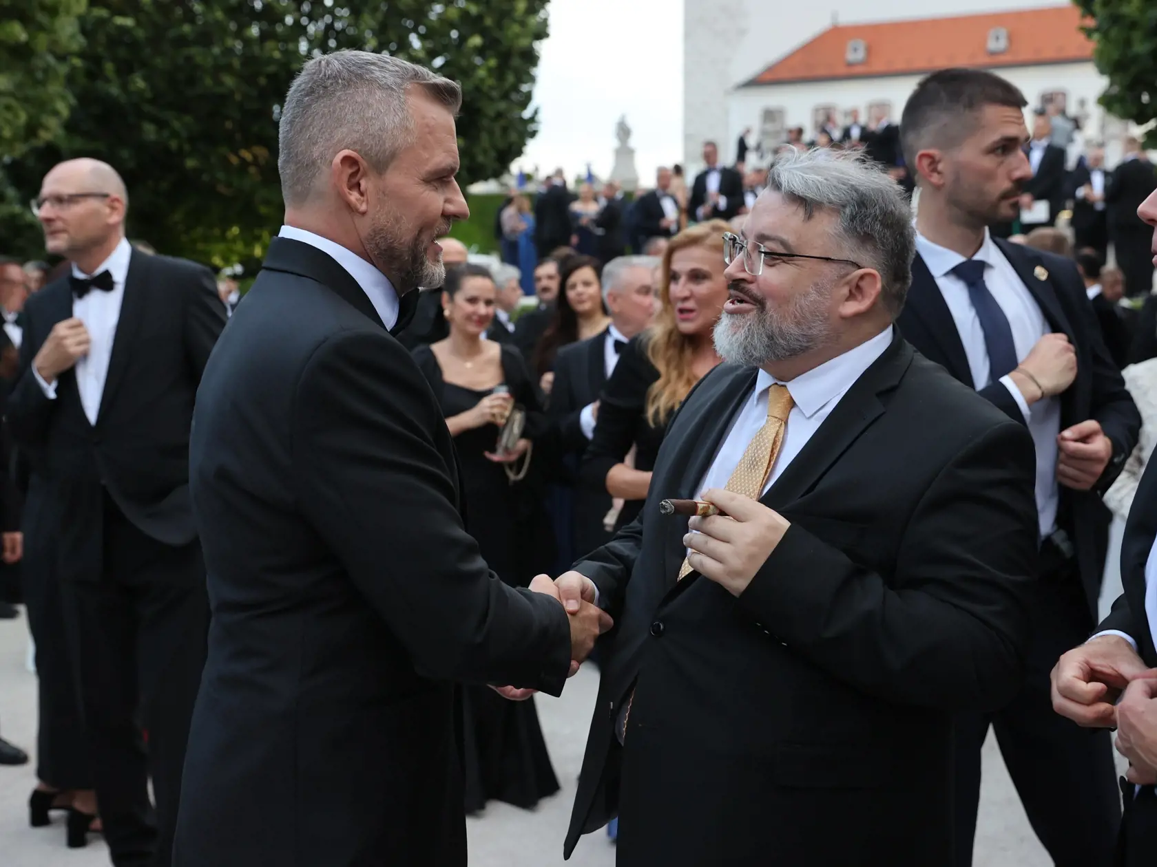 Slávnostná recepcia prezidenta SR Petra Pellegriniho na Bratislavskom hrade. Na snímke je nový prezident Peter Pellegrini a Eduard Chmelár.