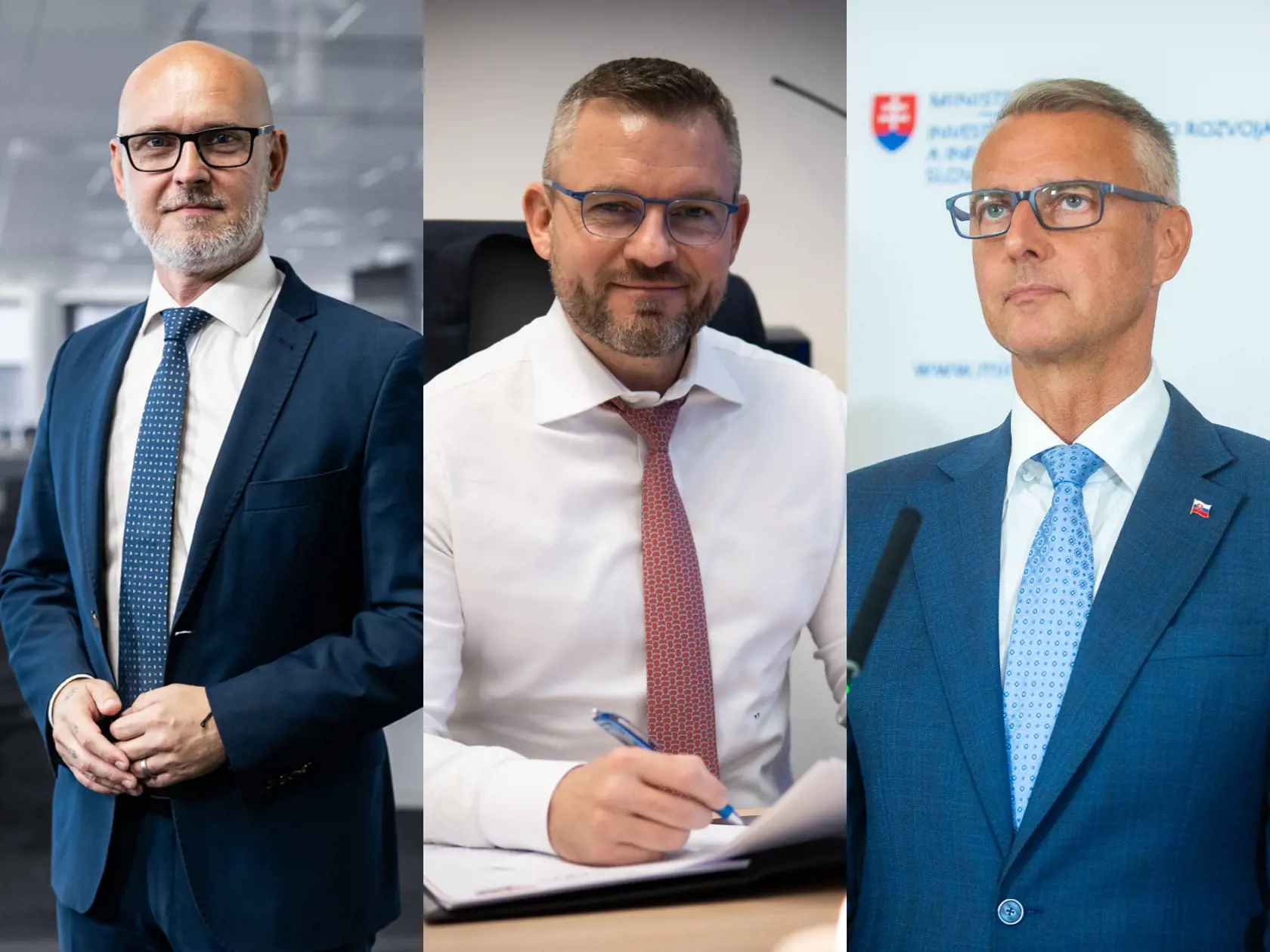 Okuliare vraj zvyšujú dôveryhodnosť. Na snímke Gröhling, Pellegrini a Raši.