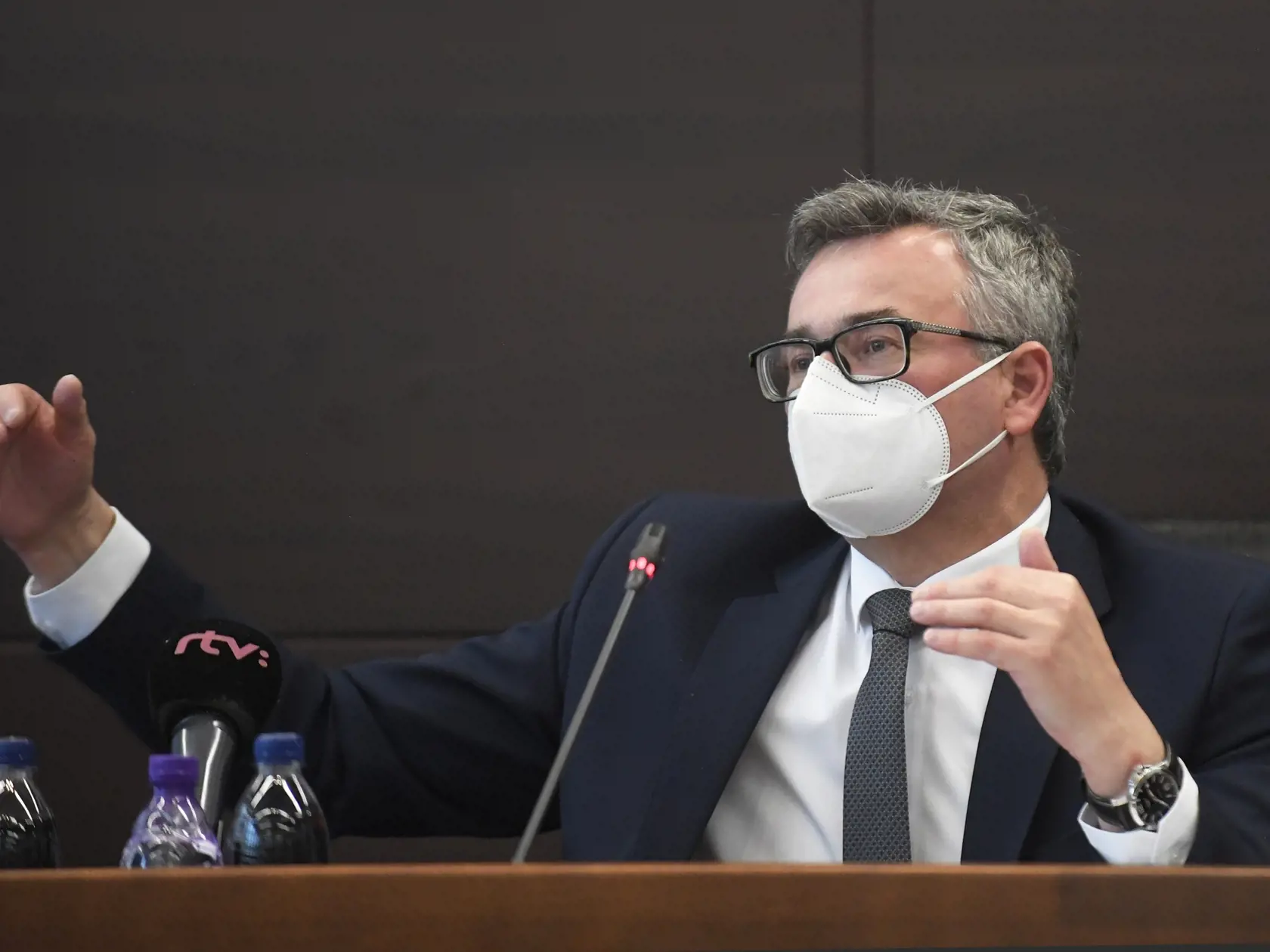 Na snímke predseda ÚS SR Ivan Fiačan počas tlačovej besedy na Ústavnom súde SR v Košiciach 29. apríla 2021. FOTO TASR – František Iván