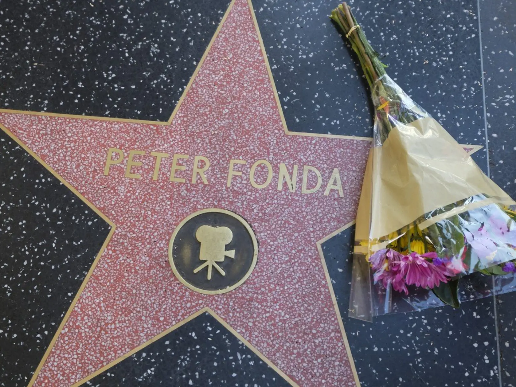 Flowers placed at Peter Fonda Star