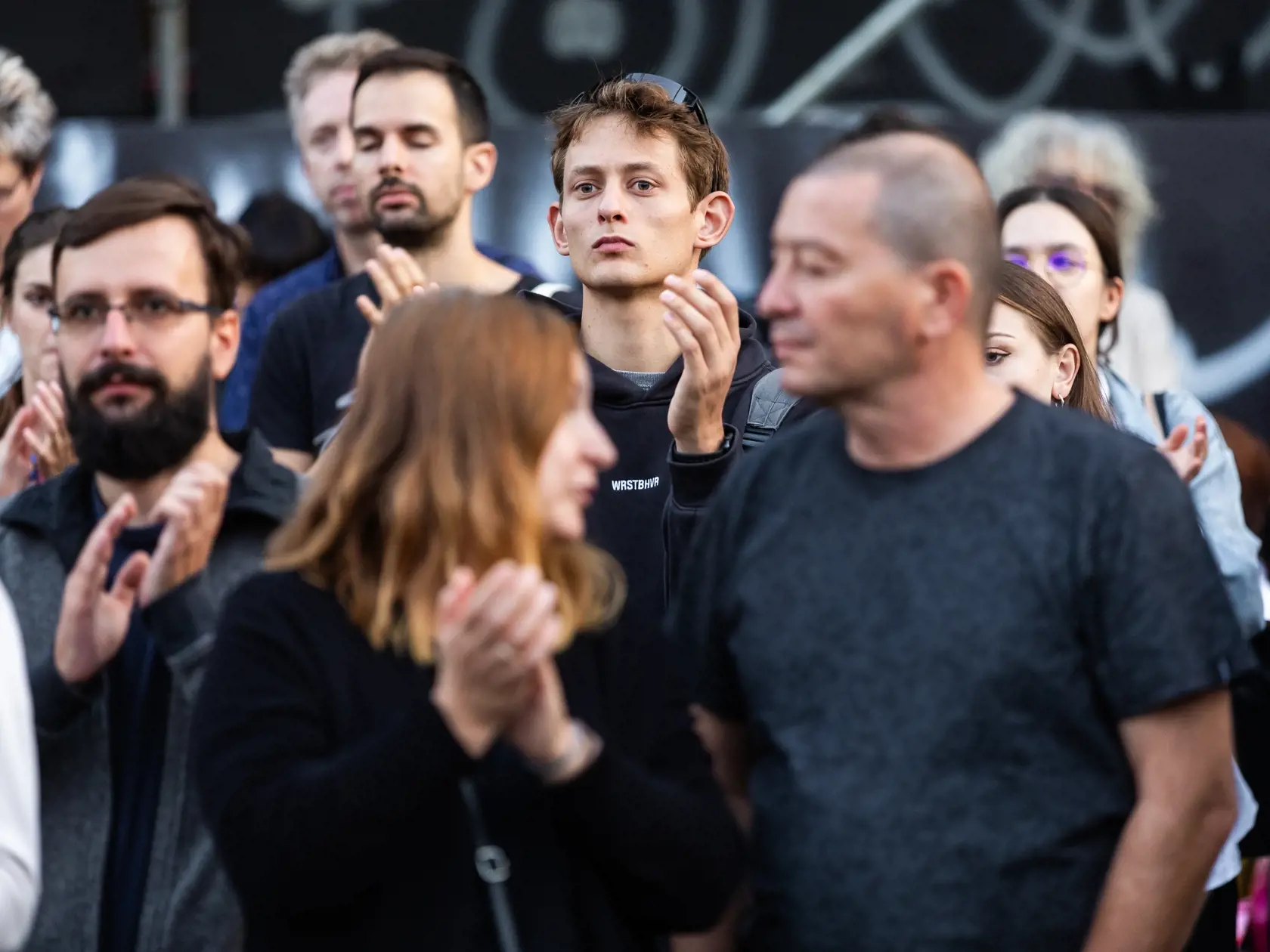 Protest na podporu kultúrneho štrajku:  Mladý herec Martin Klinčúch.