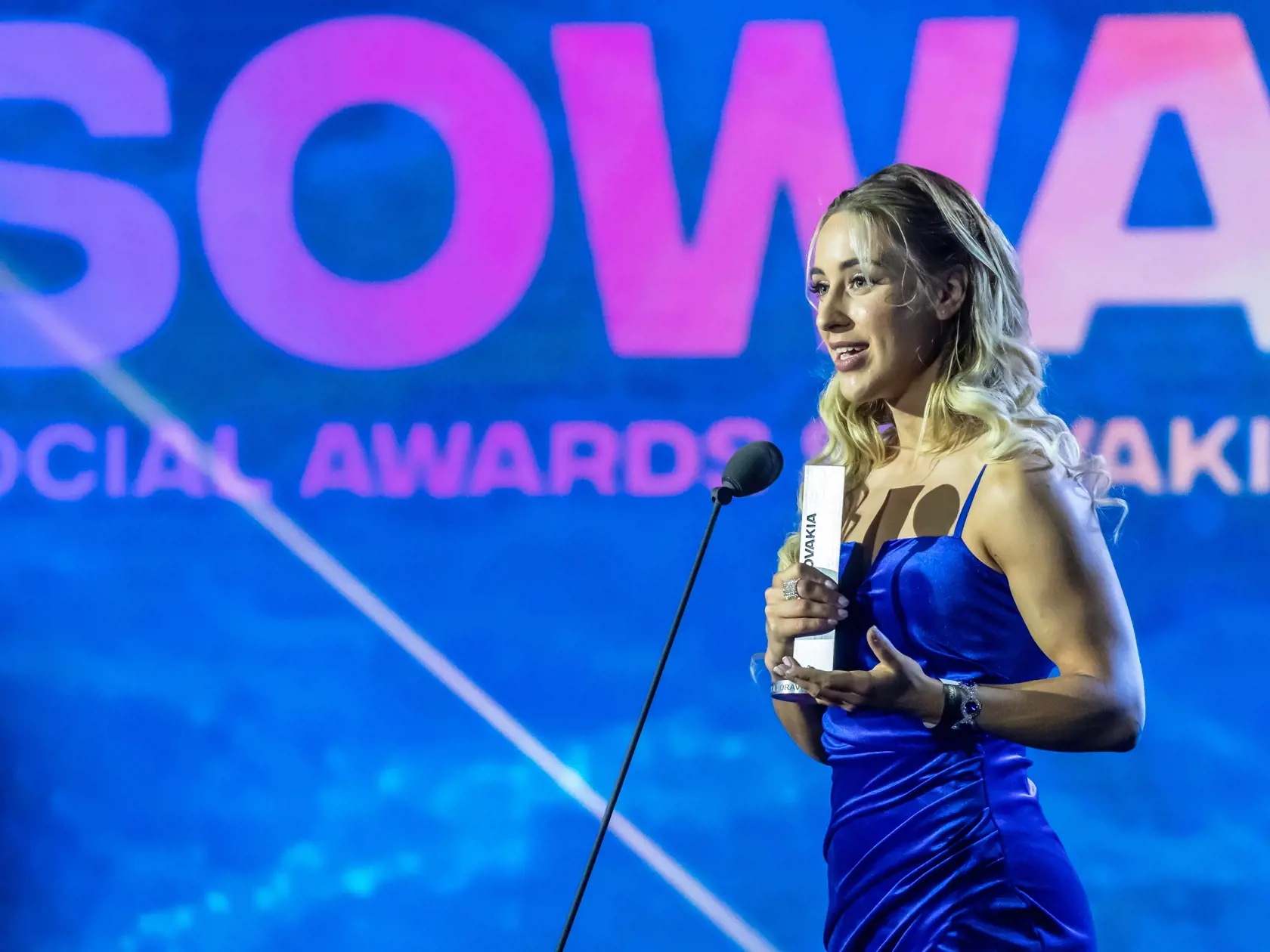 Na snímke Andy Štěch počas 4. ročníka Social Awards Slovakia "SOWA" v Bratislave. Údajne je tiež členkou Milosti.