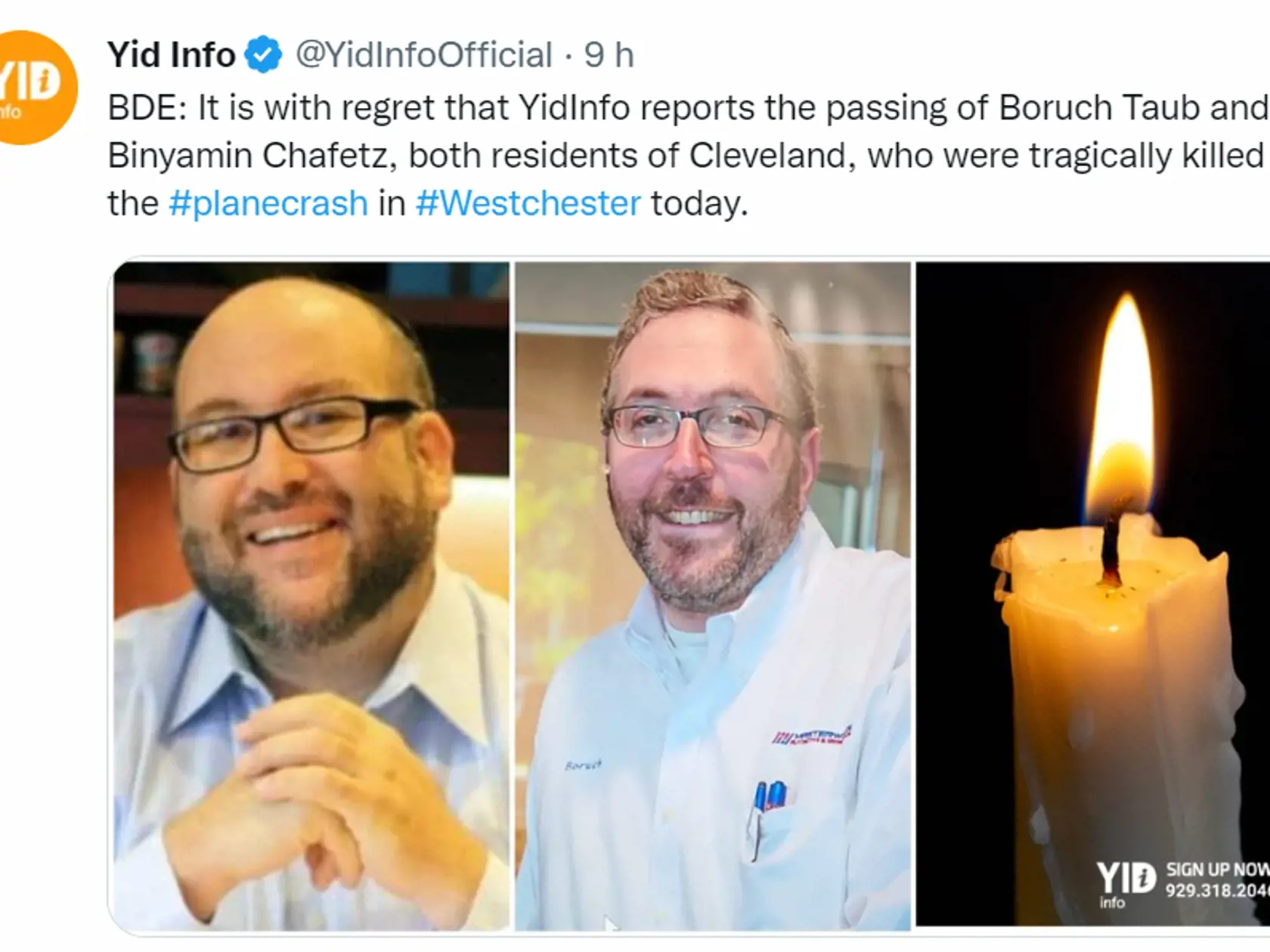 Boruch Taub a Binyamin 'Ben' Chafetzzomreli pri páde lietadla.