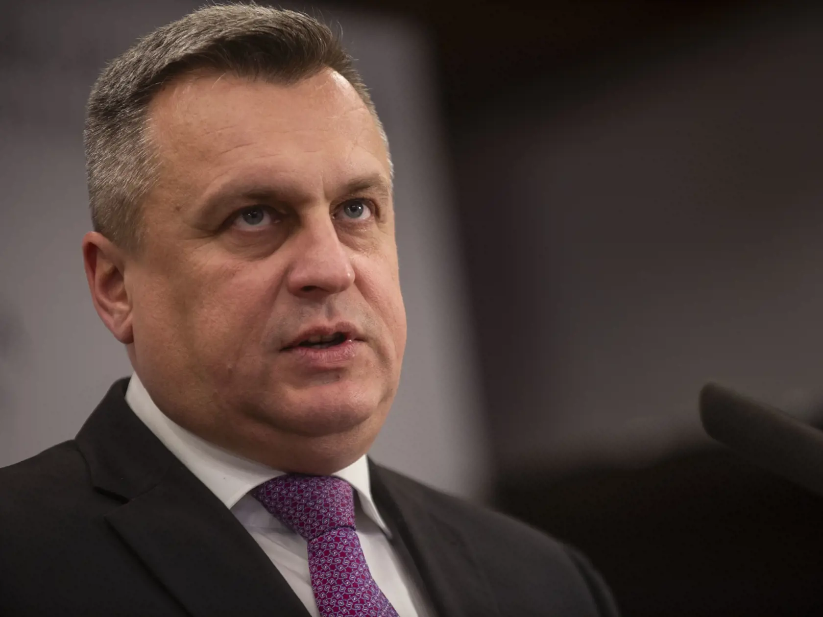 Na snímke podpredseda Národnej rady (NR) SR a predseda Slovenskej národnej strany (SNS) Andrej Danko počas tlačovej konferencie k oznámeniu svojej kandidatúry na prezidenta SR v Bratislave v pondelok 29. januára 2024. FOTO TASR - Jakub Kotian
