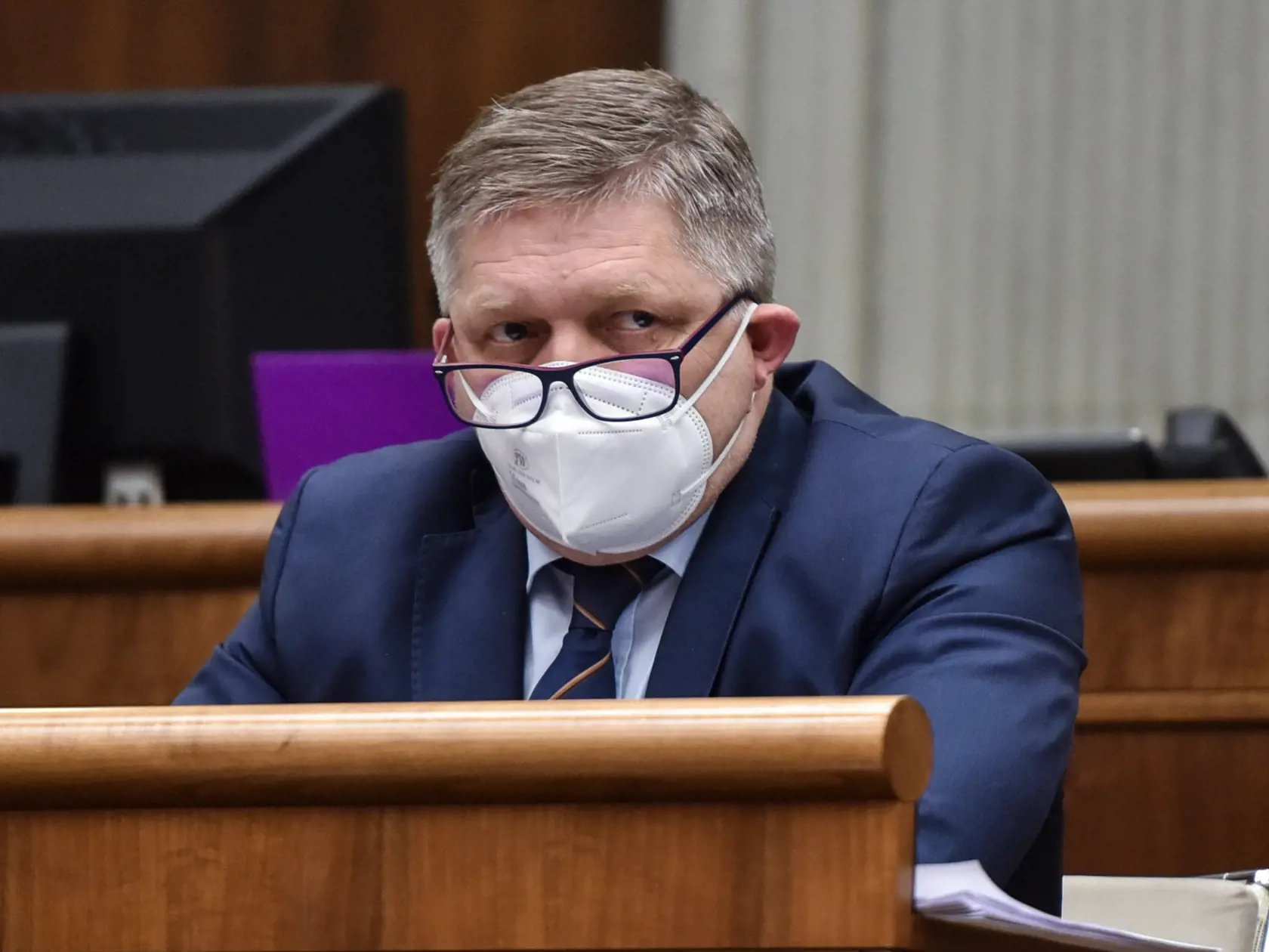 Na snímke poslanec NRSR Robert Fico (Smer-SD) počas 60. schôdze Národnej rady SR 16. marca 2022 v Bratislave. FOTO TASR - Pavol Zachar