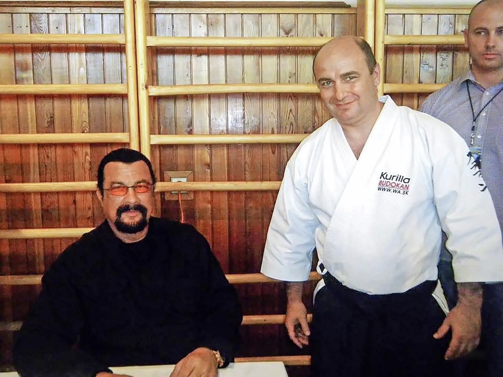 Štefan Kurilla a Steven Seagal počas seminára vo východoslovenskom Strážskom.