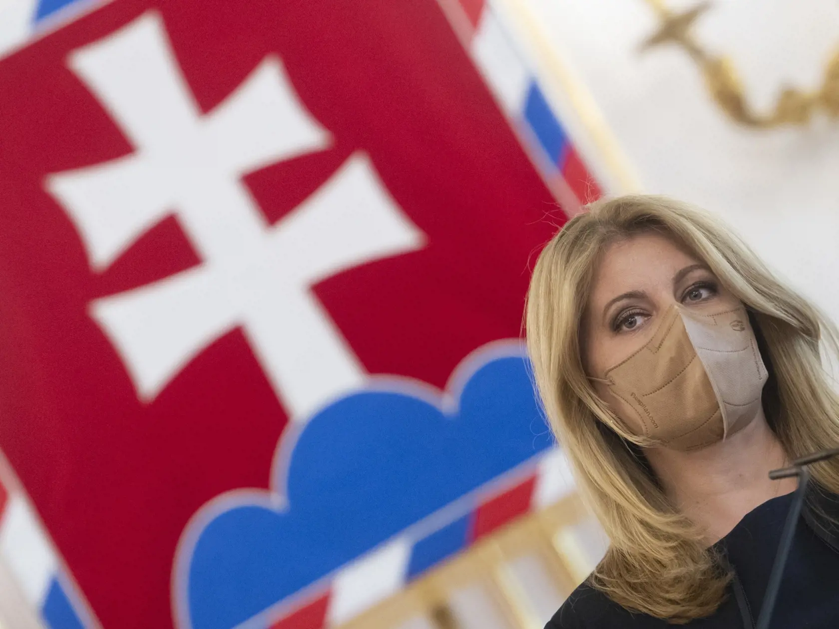 Na snímke prezidentka SR Zuzana Čaputová počas tlačovej konferencie k petícii za vyhlásenie referenda o skrátení volebného obdobia 12. mája 2021 v Bratislave. FOTO TASR - Martin Baumann