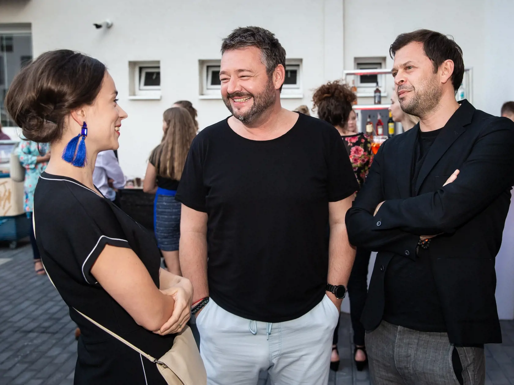 Mediálna párty televízie JOJ v Bratislave. Na snímke Gabriela Marcinková, Michal Hudák a Alexander Bárta.