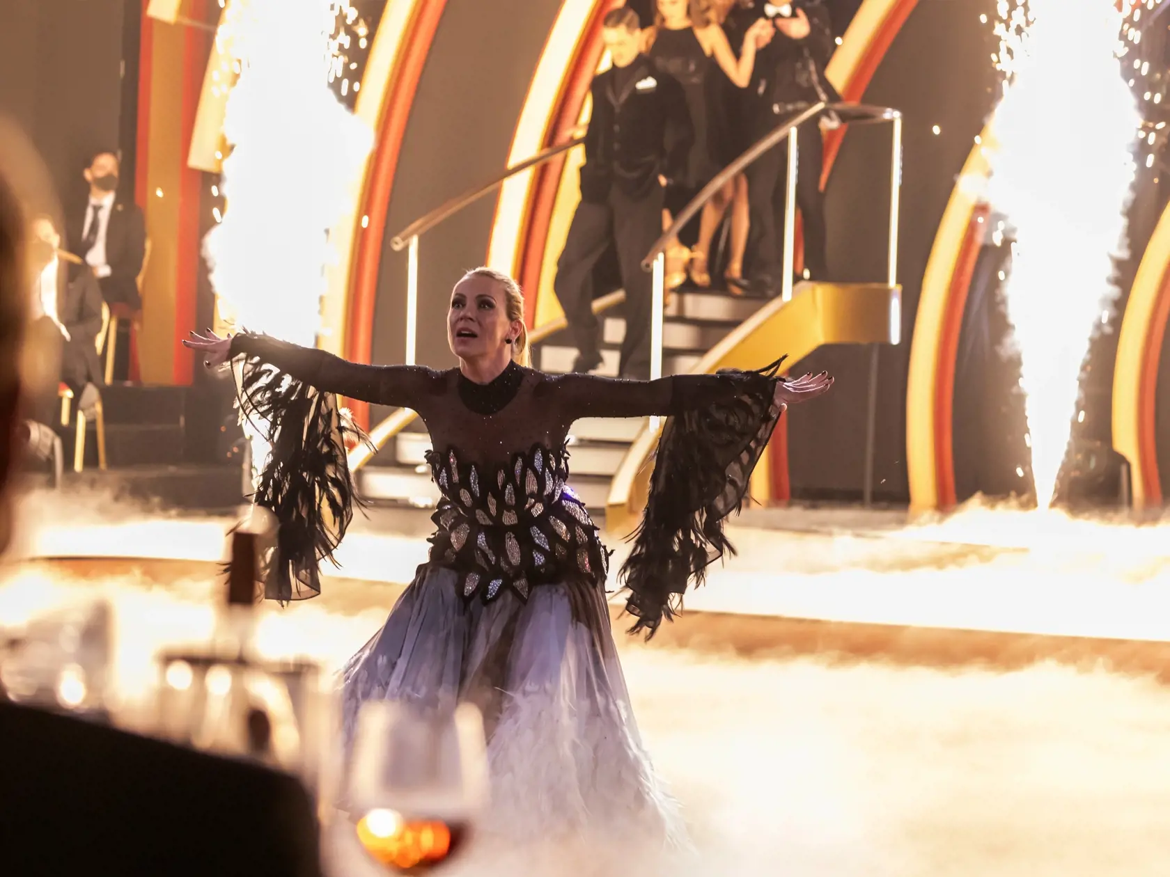 Diana Mórová a Marek Bureš počas vystúpenia prvého kola Let's Dance. Dvojica si v ten večer vytancovala druhé miesto.
