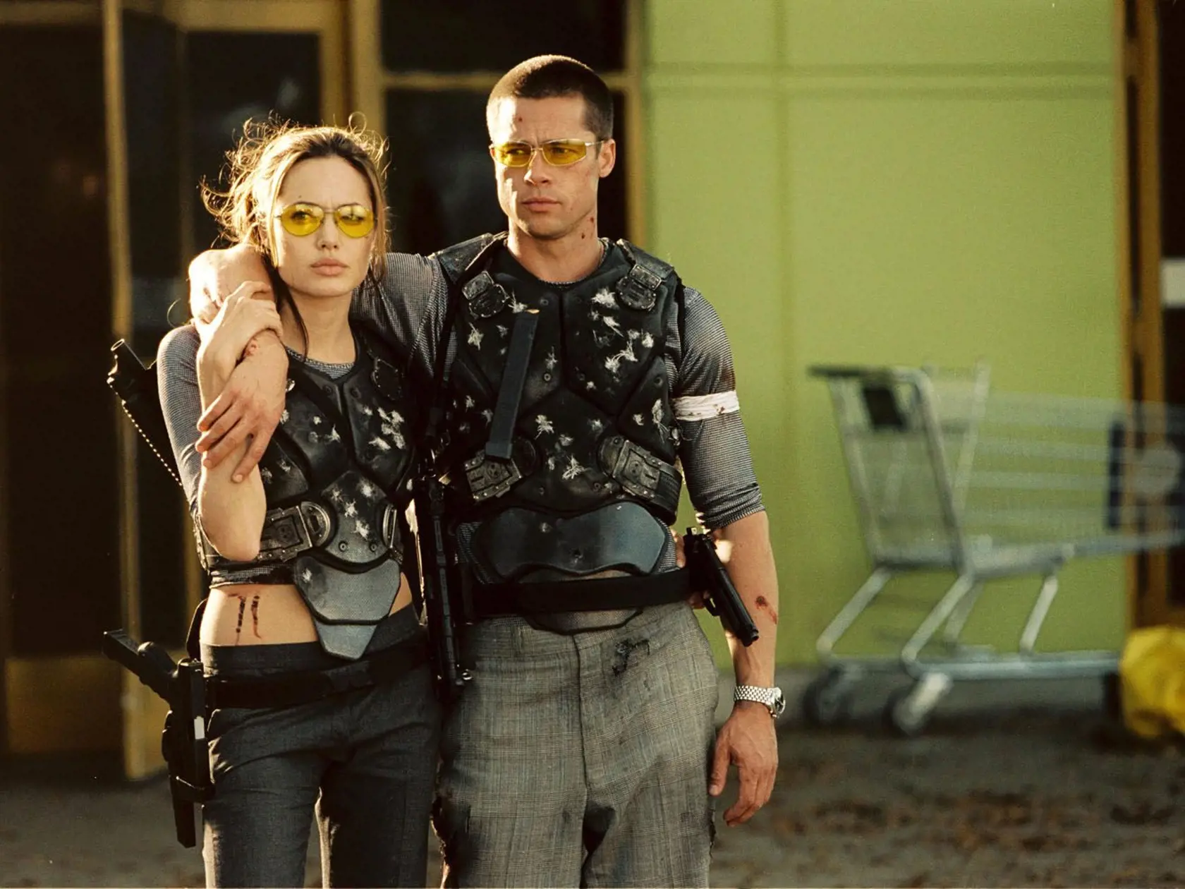 Angelina a Brad vo filme Pán a pani Smithovci v roku 2005.