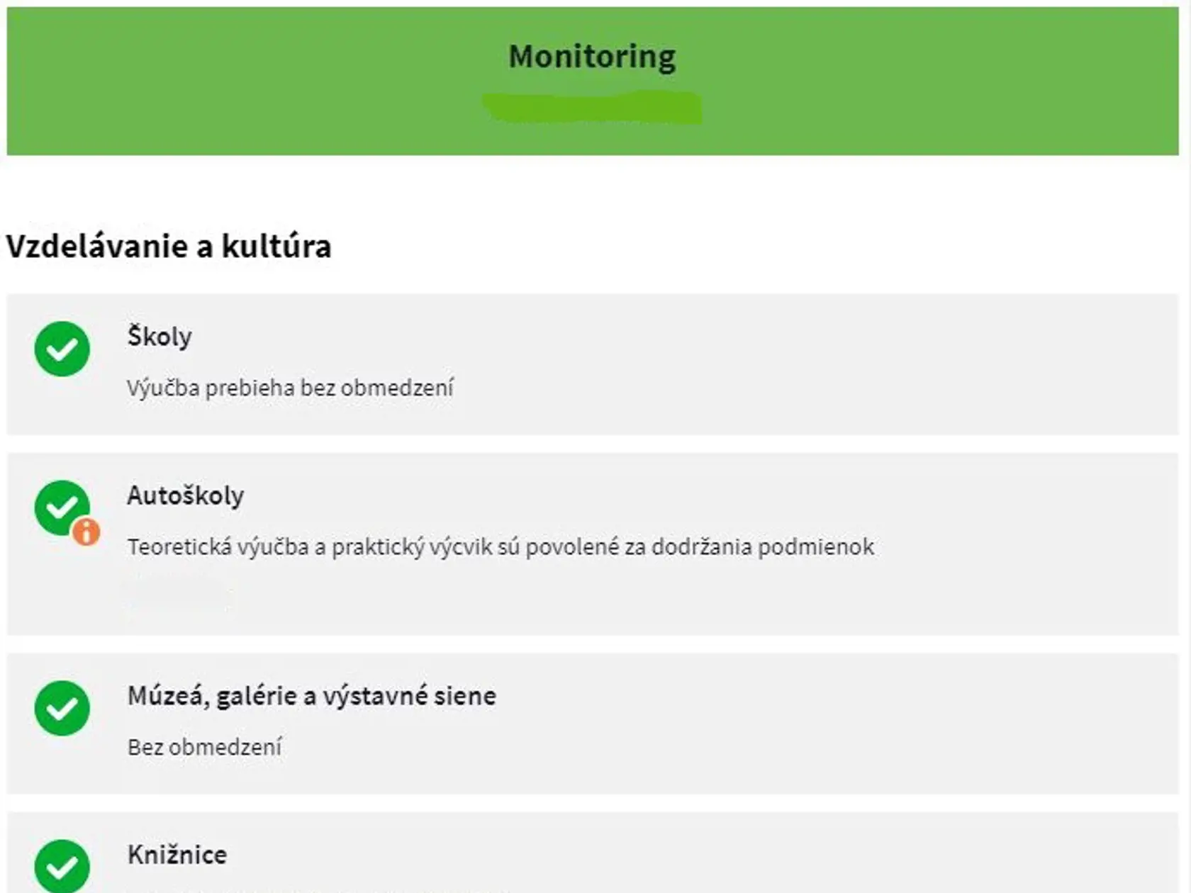 Pravidlá v zelených okresoch podľa covid automatu.