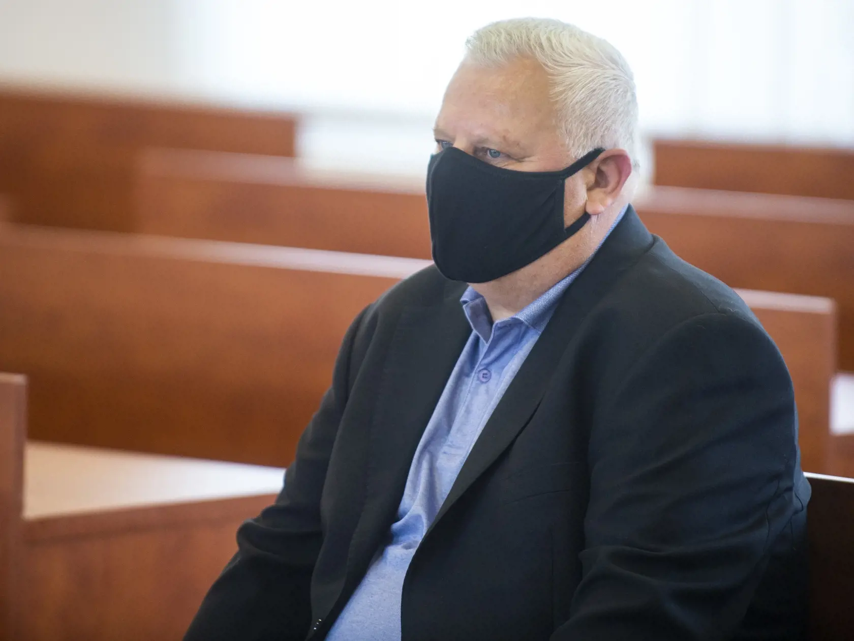 Na snímke svedok Viliam Ružička počas hlavného pojednávania s bývalým špeciálnym prokurátorom Dušanom Kováčikom na Špecializovanom trestnom súde (ŠTS) v Pezinku 7. júla 2021.