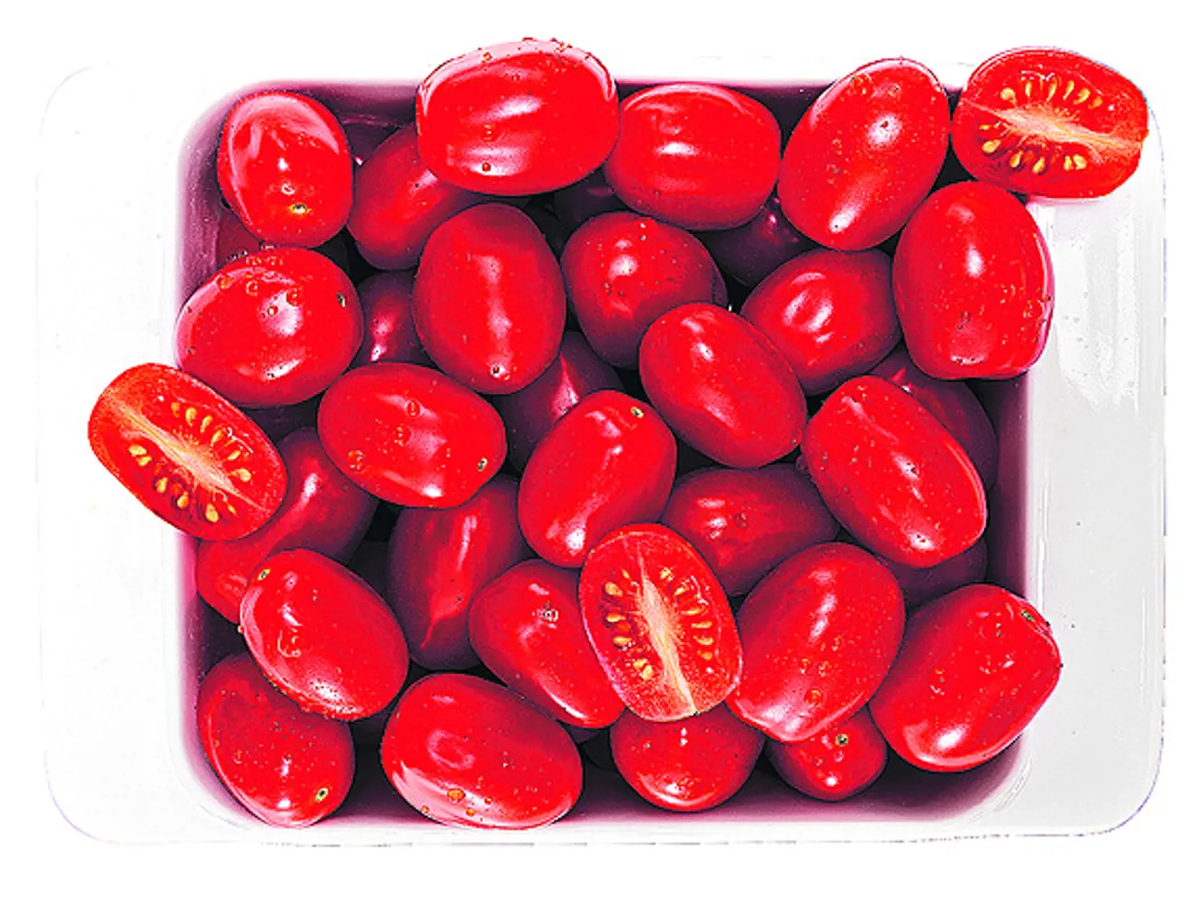 Cherry paradajky ďatlové, 500 g, zľava 29 %, cena po zľave 1,89 eura.