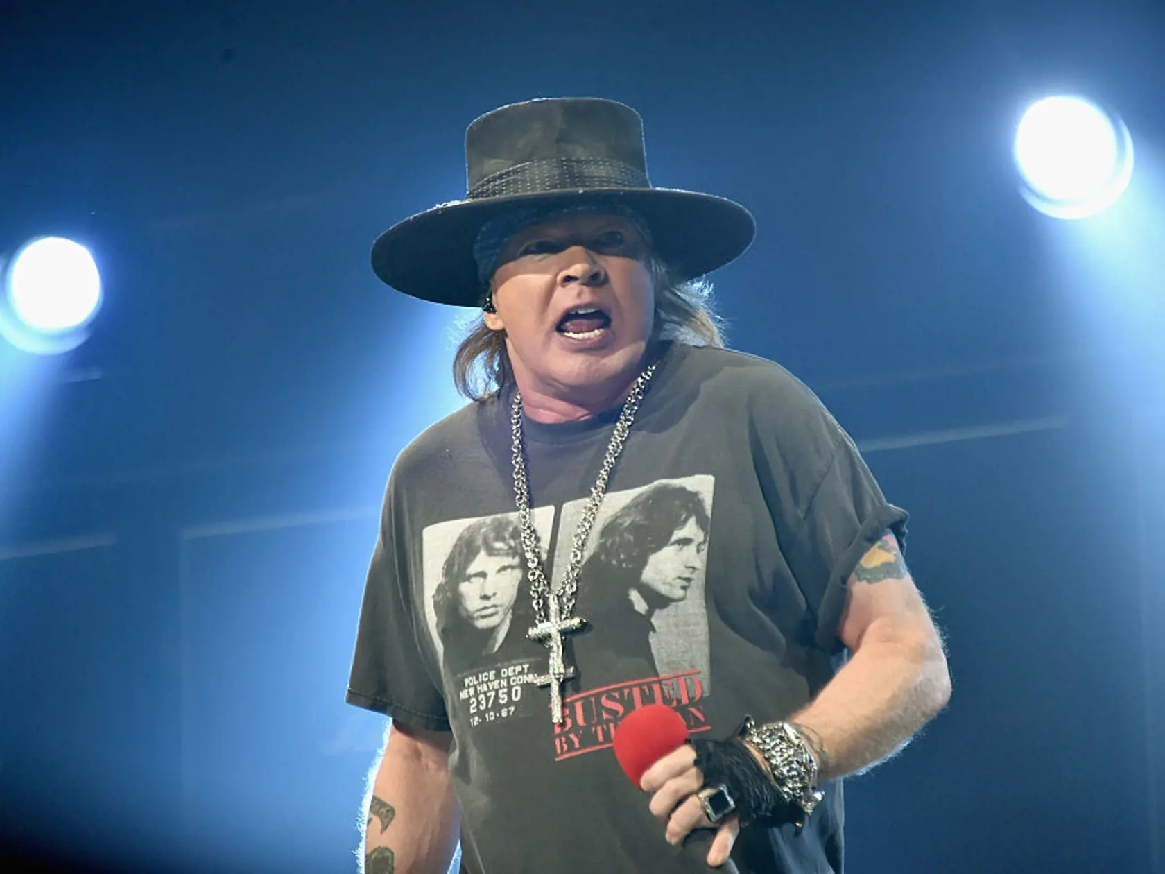 Spevák Axl Rose z AC/DC vystupuje počas AC/DC Rock Or Bust Tour v Madison Square Garden 14. septembra 2016 v New Yorku. (Photo by Mike Coppola/Getty Images)