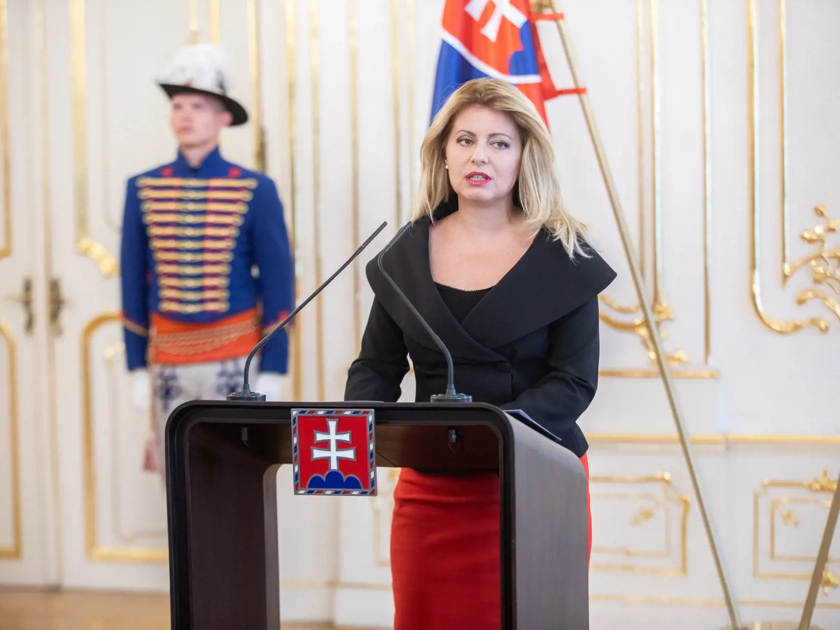 Tlačová konferencia v Grasalkovičovom paláci. Na fotke: Zuzana Čaputová