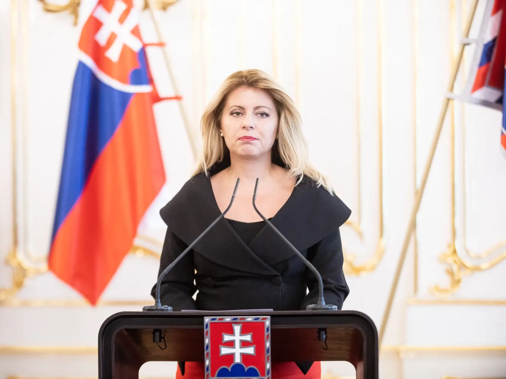 Tlačová konferencia v Grasalkovičovom paláci. Na fotke: Zuzana Čaputová