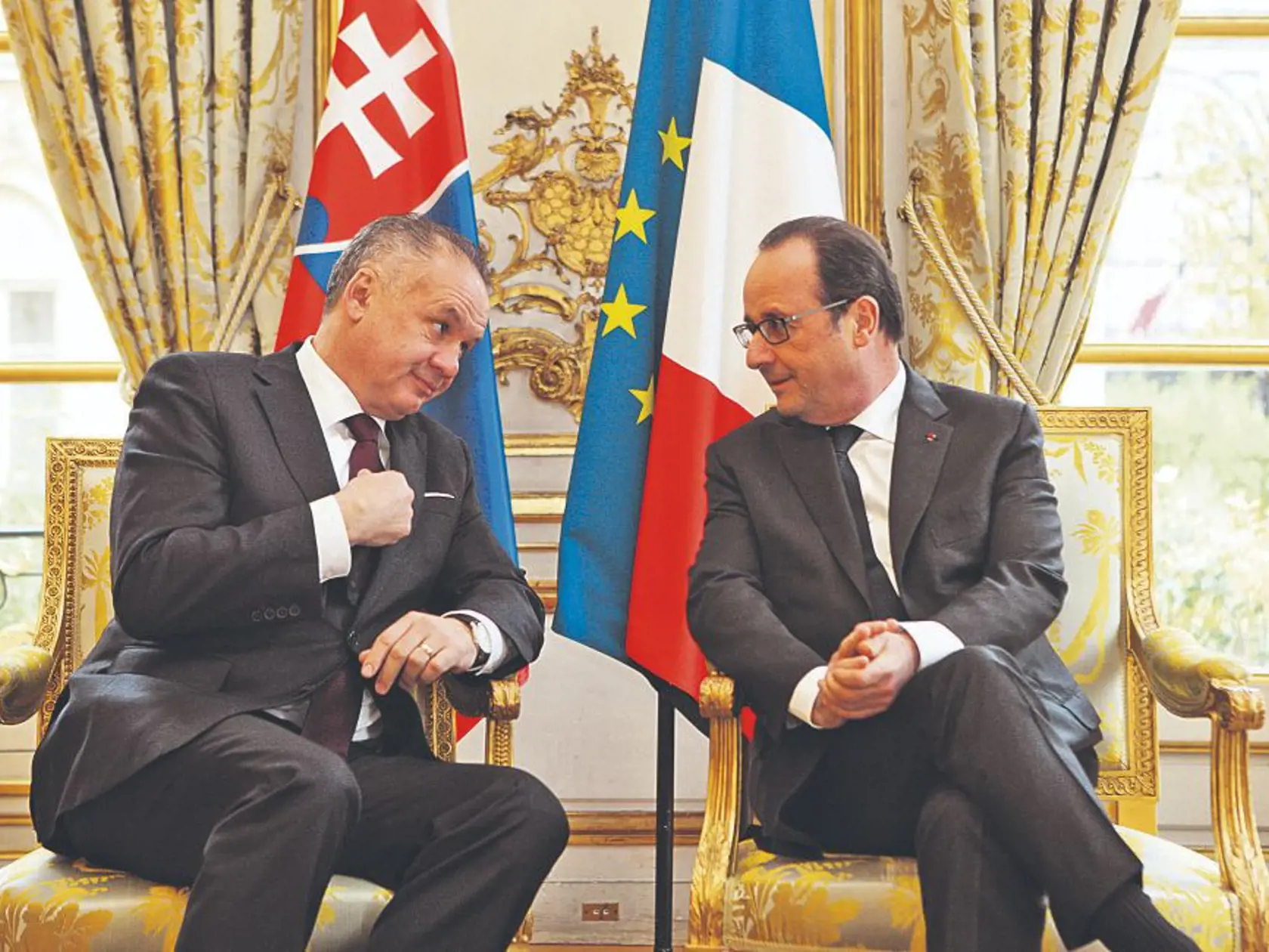 V roku 2016 sa stretol Andrej Kiska s francúzskym prezidentom Hollandom