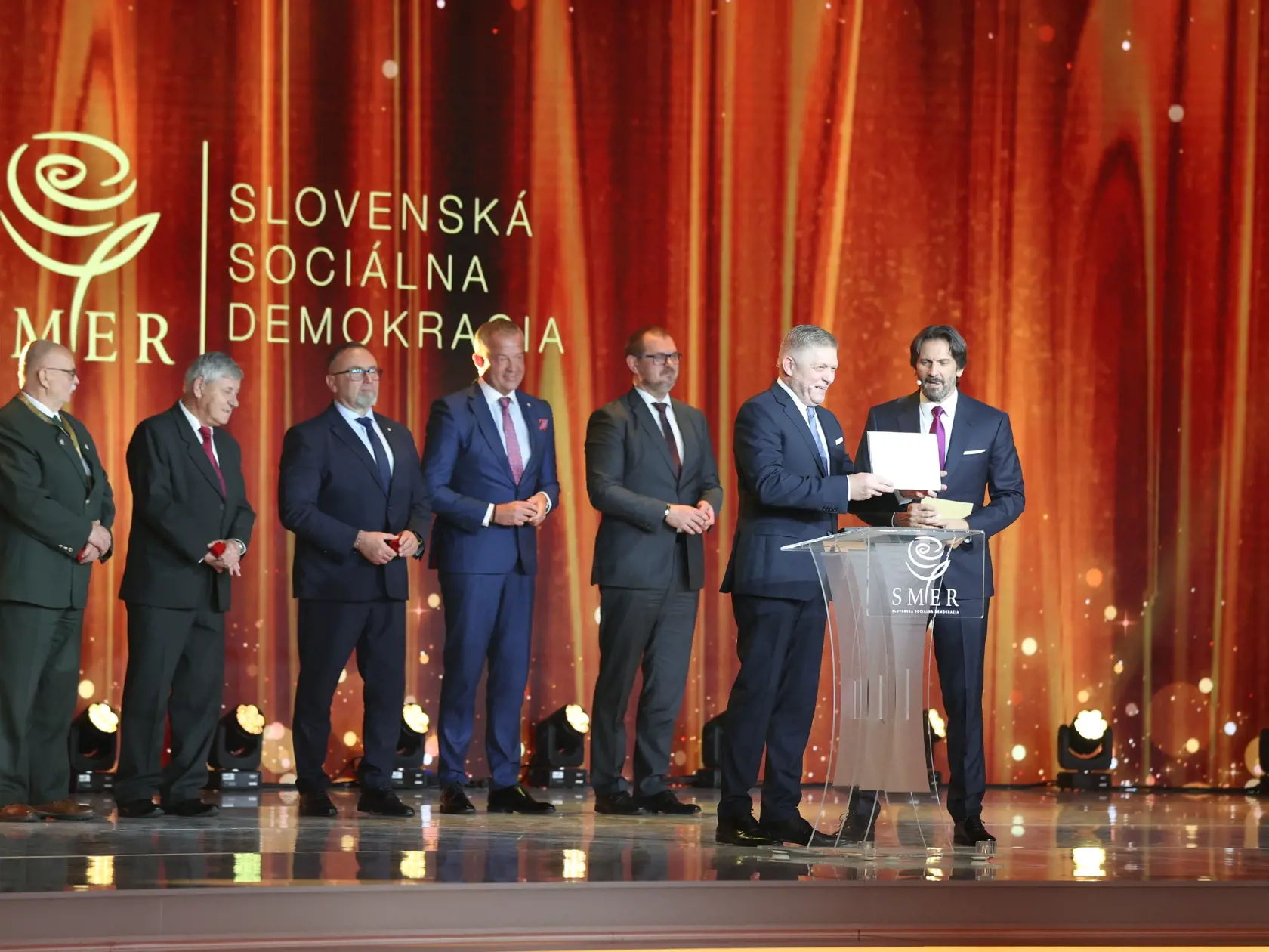 Na snímke je Predseda vlády Slovenskej republiky Robert Fico na oslavách strany Smer - SD pri príležitosti 25. výročia založenia strany.