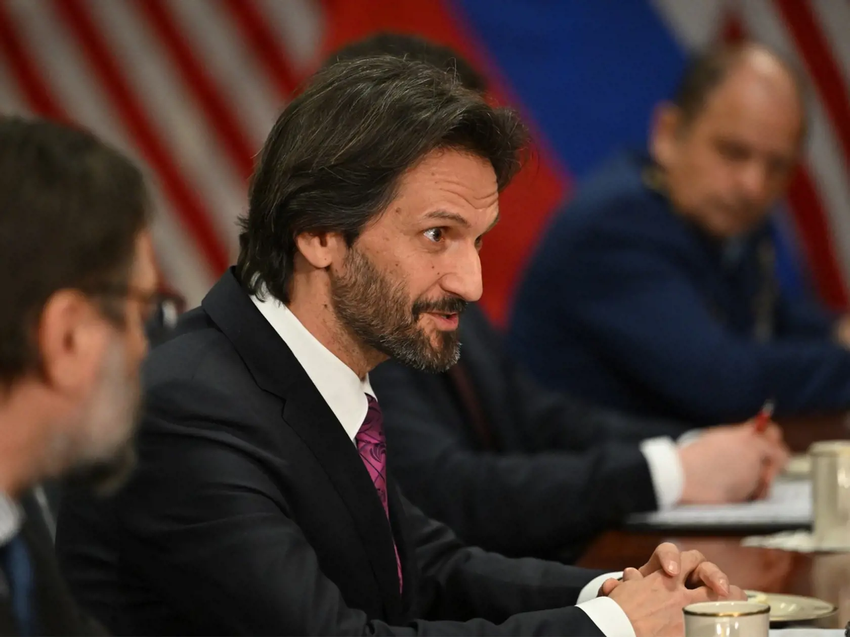 Na snímke minister obrany Robert Kaliňák na stretnutí s ministrom obrany USA Lloydom Austinom v Pentagóne 1. marca 2024.
