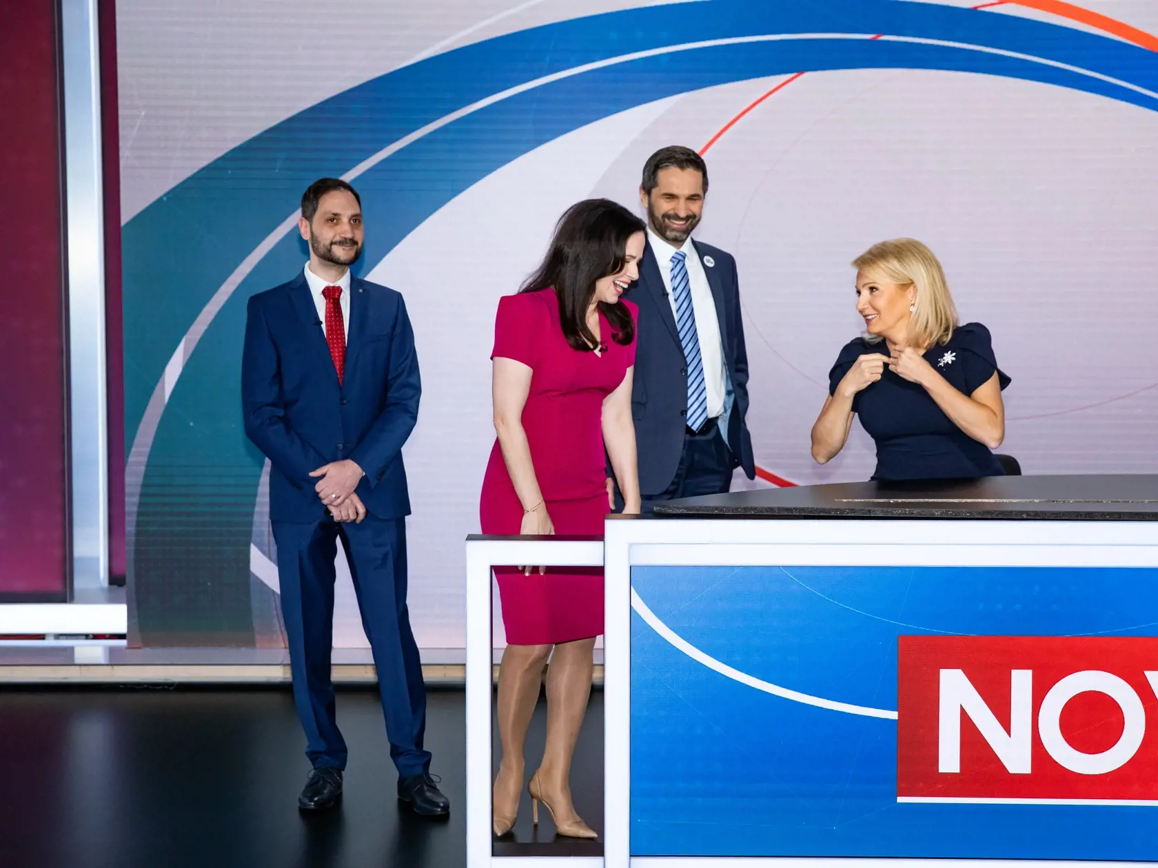 Predstavenie nových spravodajských štúdií TV JOJ. Na snímke je Aneta Parišková, Andrea Pálffy Belányiová, Ján Mečiar.