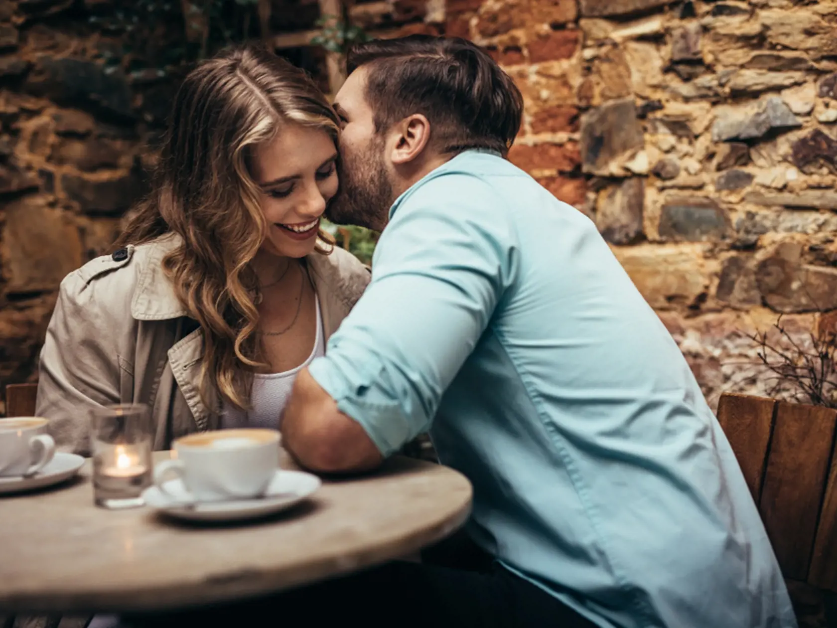 Smiling,Couple,At,A,Coffee,Shop,Spending,Time,Together.,Man