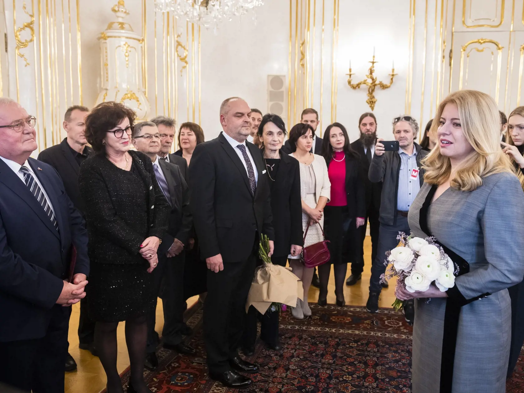 Na snímke prezidentka Zuzana Čaputová (vpravo), ktorá prijla predstaviteľov národnostných menšín v Prezidentskom paláci v Bratislave 17. januára 2023.