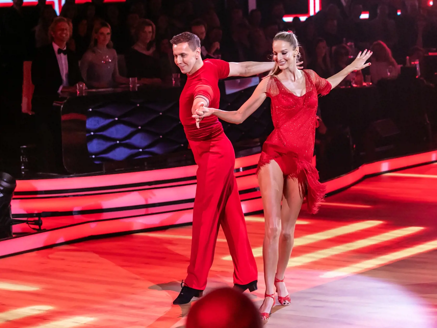 Prvé kolo Lets Dance 2024. Na snímke Michaela Kocianová a Csaba Adam. 