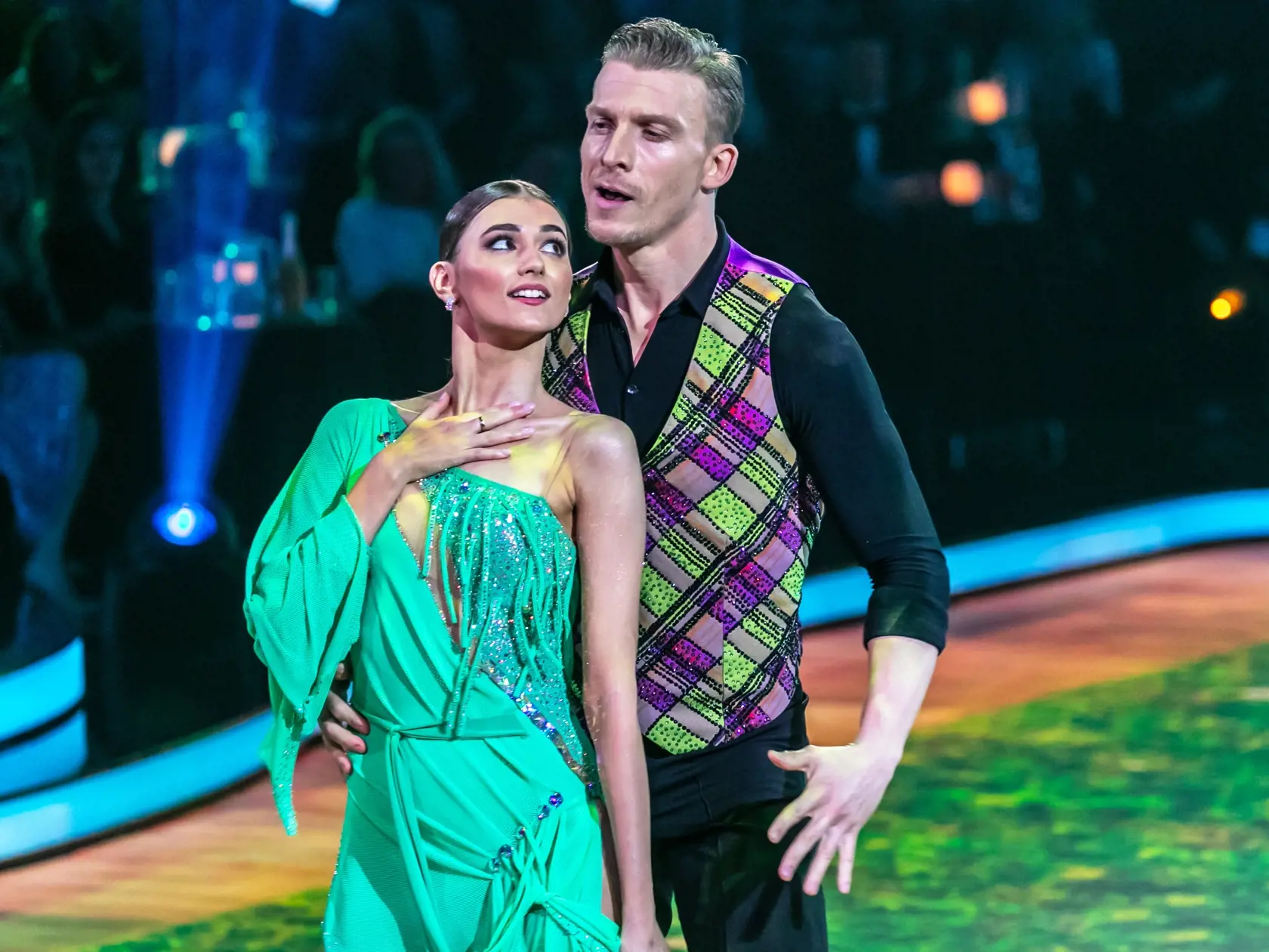 Prvé kolo Lets Dance 2024. Na snímke Juraj Bača a Patricia Piešťanská. 