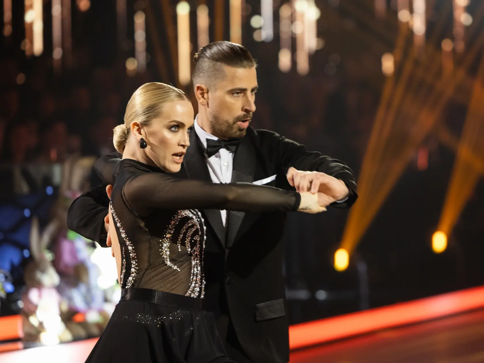 Peter Sagan a Eliška Lenčešová počas ôsmeho kola Let's dance 2025.