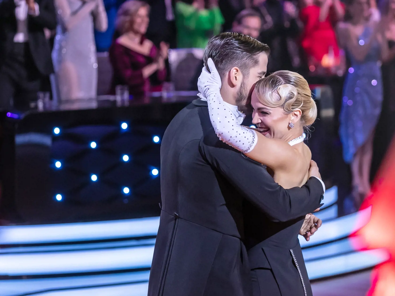 Prvé kolo Lets Dance 2024. Na snímke Jakub Jablonský a Eliška Lenčešová. 