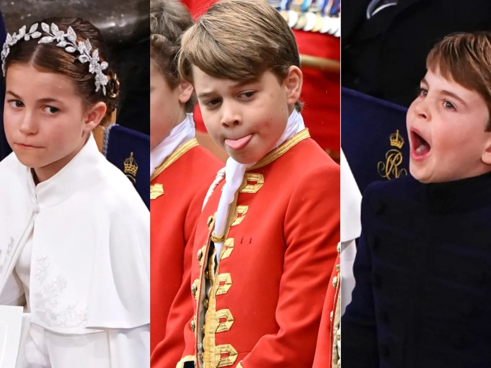 Korunovácia Karola III.: princ Louis, princ George, princezná Charlotte