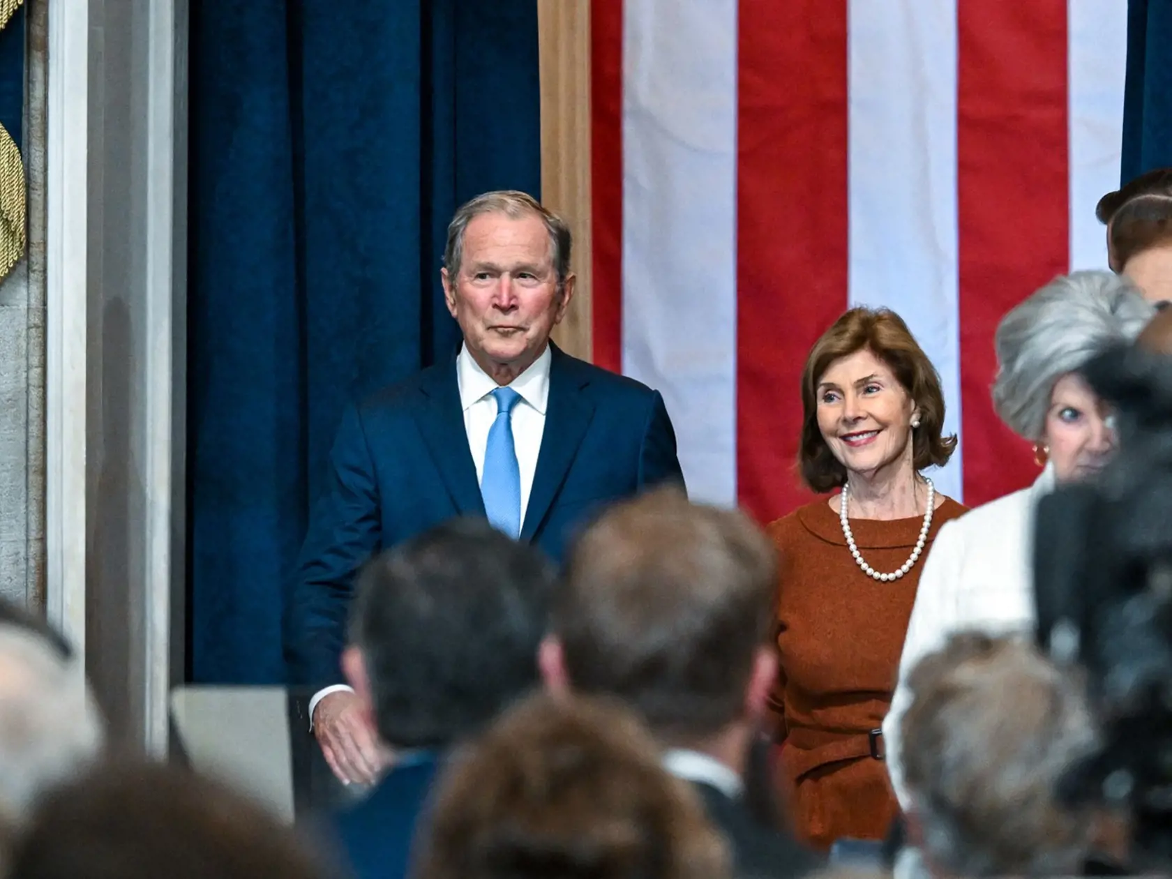 Inaugurácia Donalda Trumpa. Na snímke exprezident George W. Bush s manželkou Laurou. 
