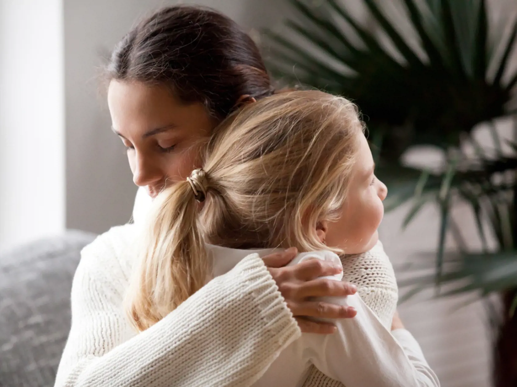 Loving,Mother,Hugging,Cute,Little,Girl,,Young,Woman,Embracing,Adopted