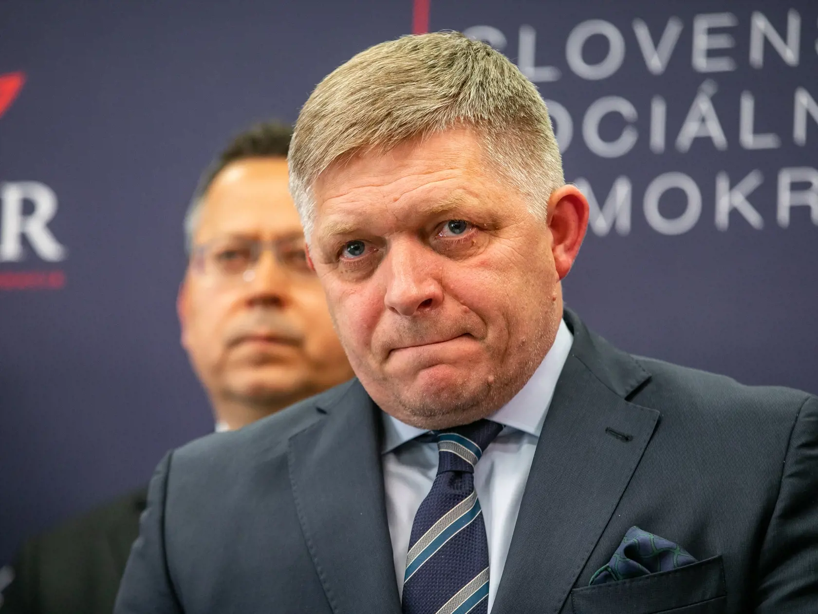 Tlačová konferencia strany SMER SD. Na fotke je predseda strany SMER SD Robert Fico. 