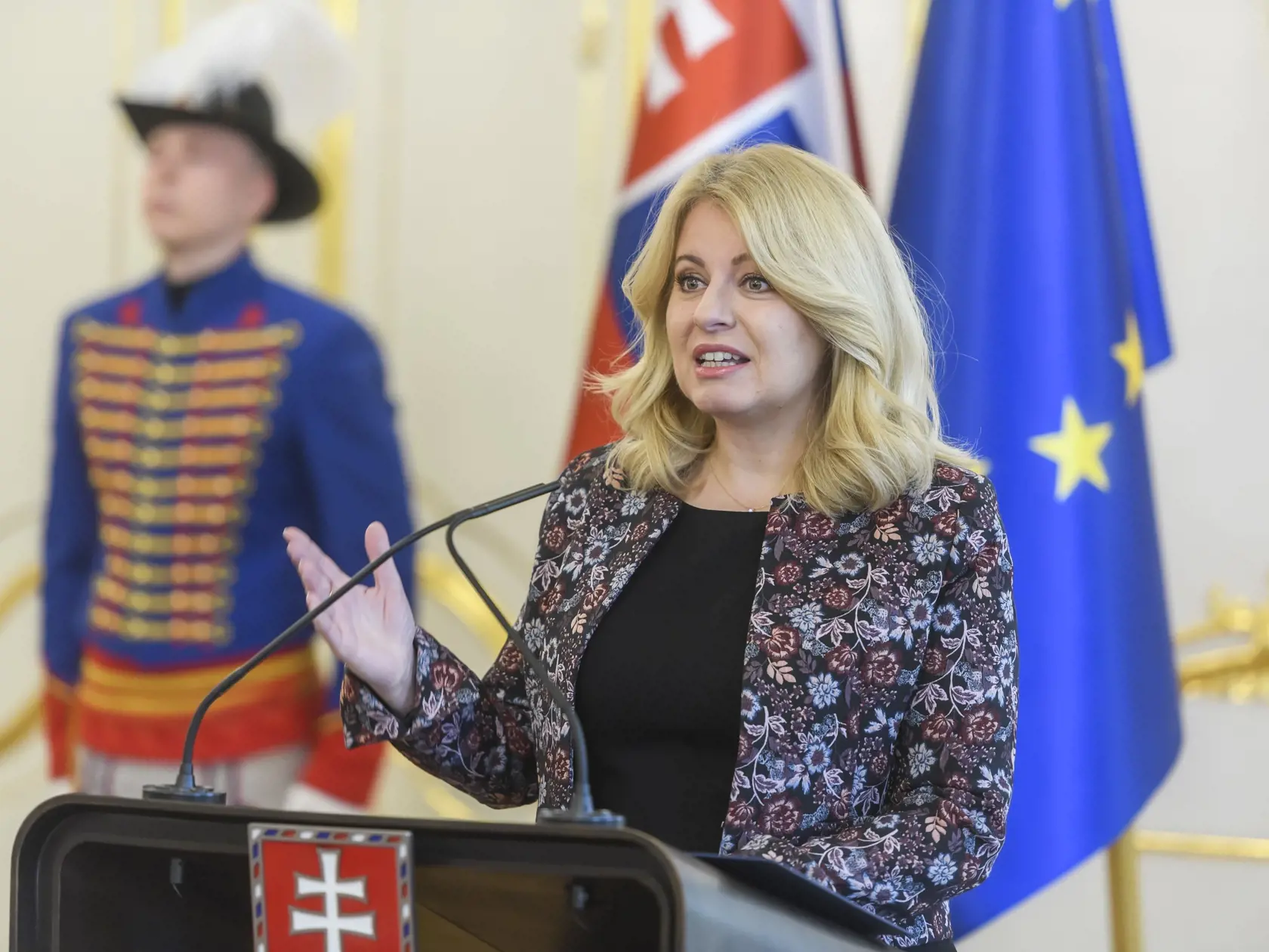Na snímke prezidentka SR Zuzana Čaputová sa prihovára počas slávnostného otvorenia ďalšieho ročníka Klimatickej akadémie v Bratislave v pondelok 19. februára 2024. FOTO TASR - Jaroslav Novák