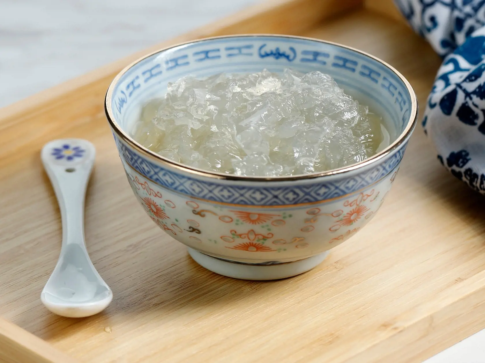 Chinese Bird Nest Soup on Ceramic Bowl, Herbal Healthy Traditional Chinese Drink