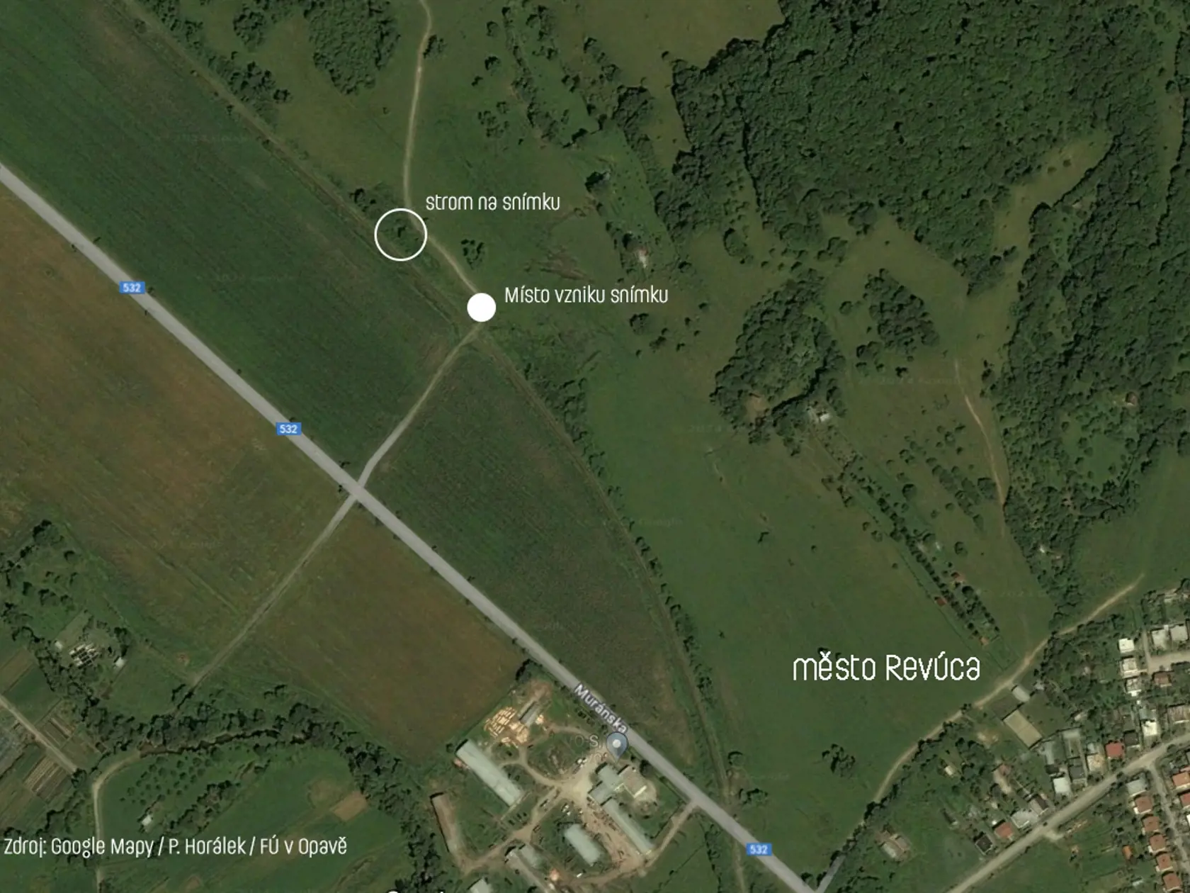 Miesto, odkiaľ Petr Horálek fotil kométu.