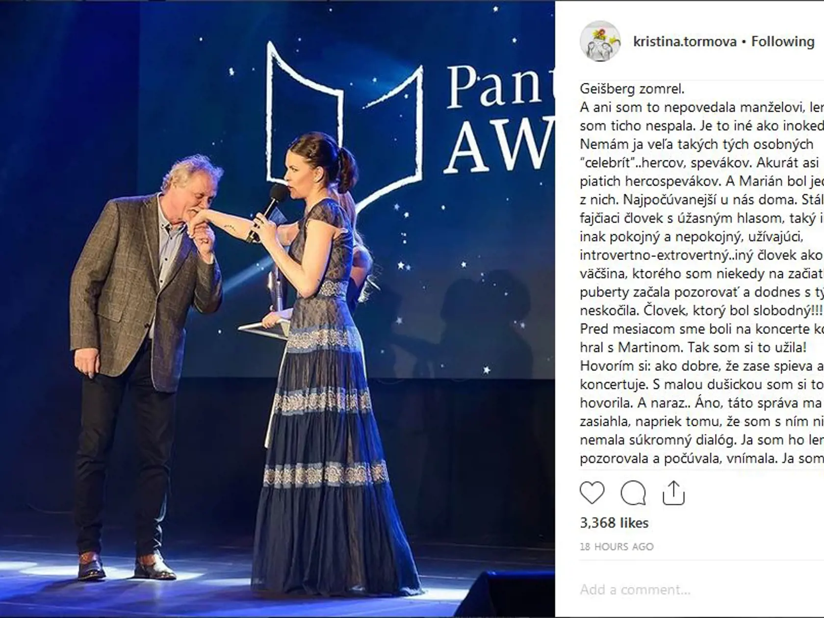Množstvo slov na rozlúčku pridala herečka a spisovateľka Kristína Tormová, predtým Farkašová.
