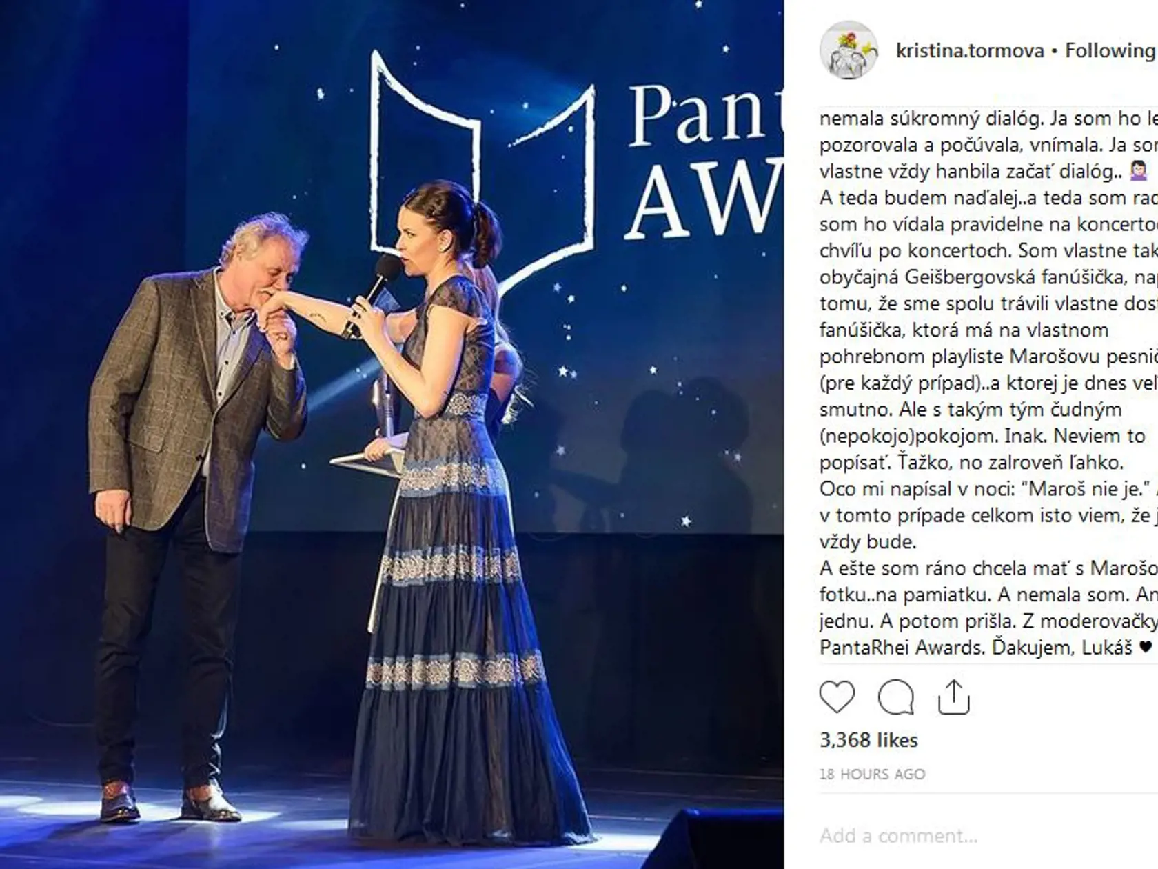 Množstvo slov na rozlúčku pridala herečka a spisovateľka Kristína Tormová, predtým Farkašová.