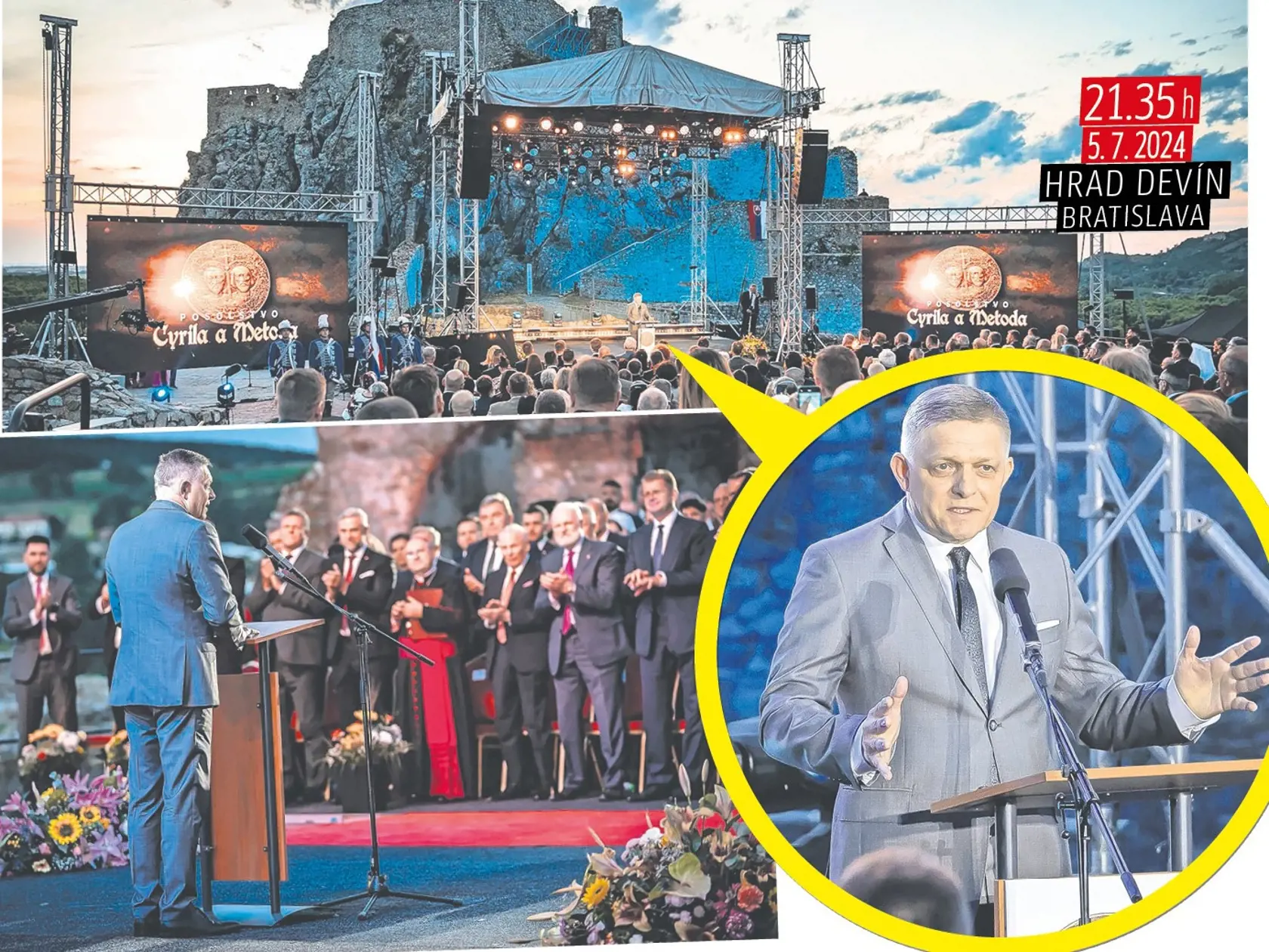 Premiér Robert Fico počas príhovoru na hrade Devín.