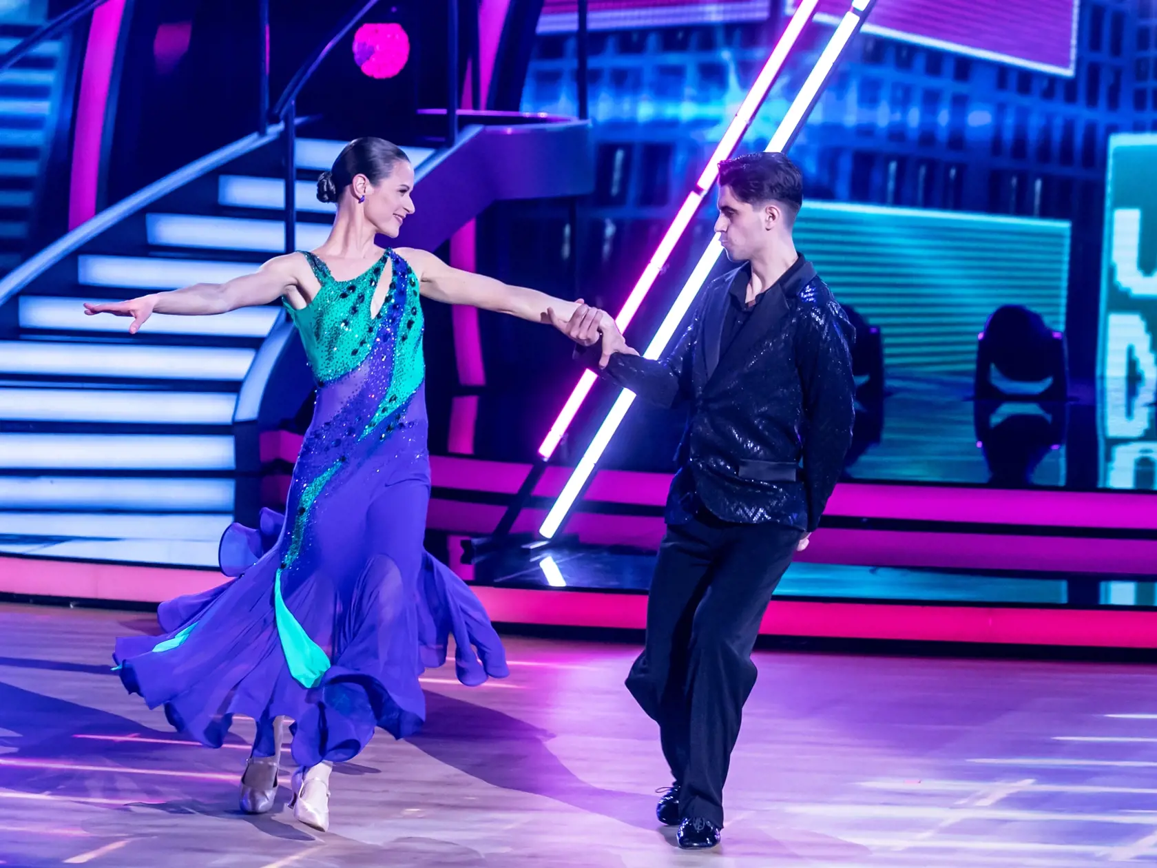 Prvé kolo Lets Dance 2024. Na snímke Anna Jakab Rakovská a Jaroslav Ihring. 