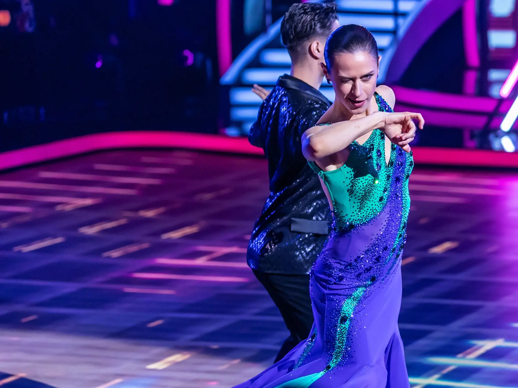 Prvé kolo Lets Dance 2024. Na snímke Anna Jakab Rakovská a Jaroslav Ihring. 