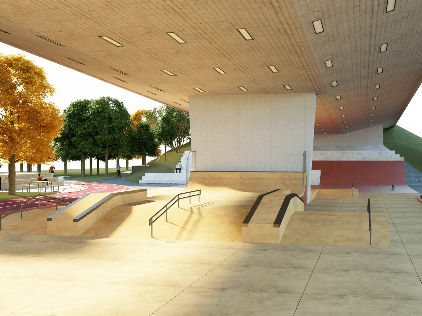 Celobetónový skatepark navrhlo české U/U Studio, ktoré je zložené z architektov a inžinierov, ktorých spojuje spoločná vášeň pre skejtbording.