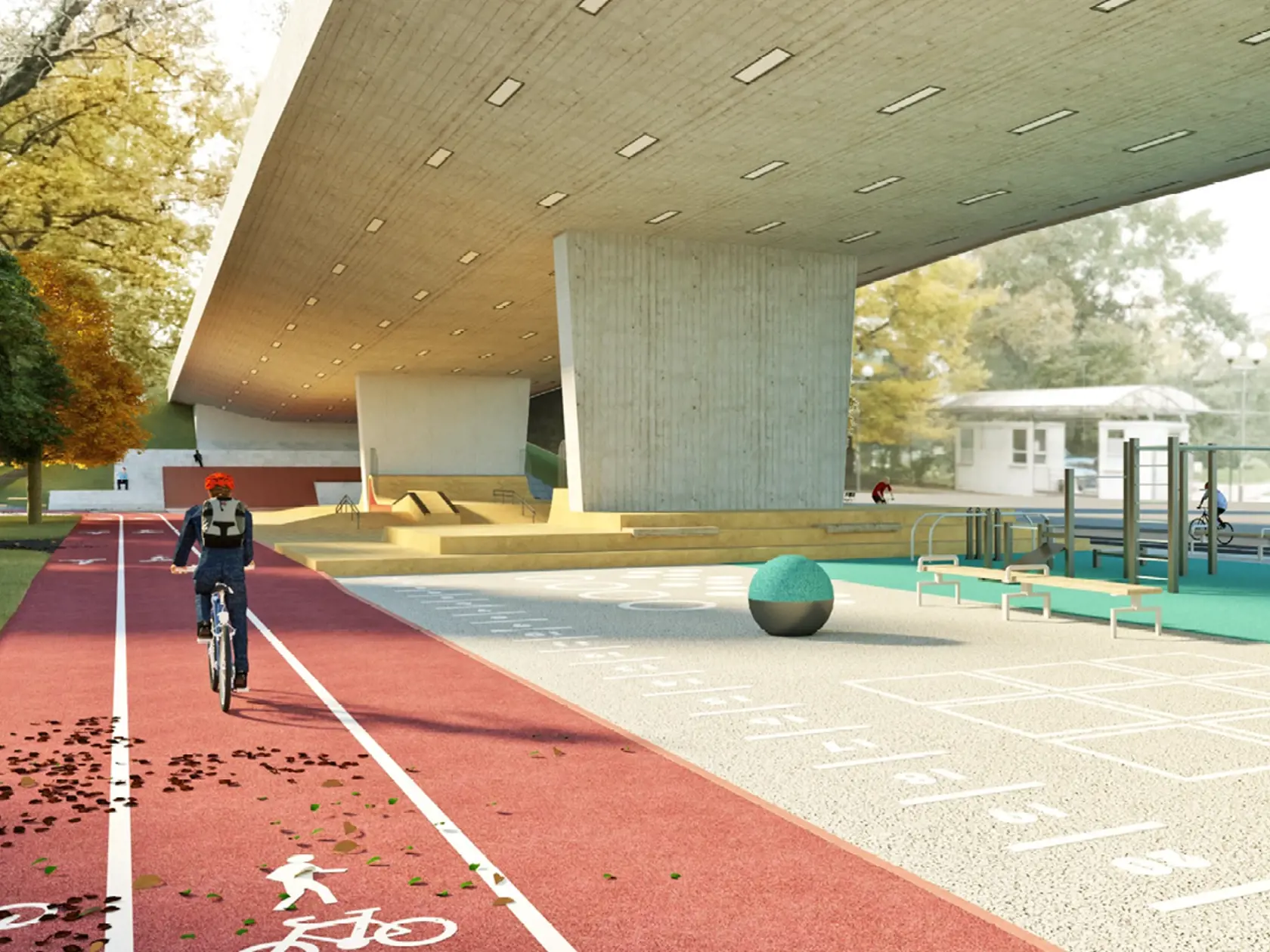 Celobetónový skatepark navrhlo české U/U Studio, ktoré je zložené z architektov a inžinierov, ktorých spojuje spoločná vášeň pre skejtbording.