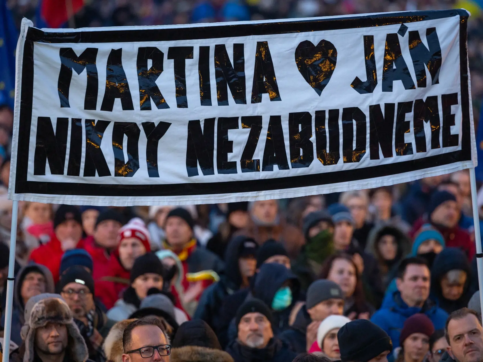 Spoločné zhromaždenie - Sedem rokov bez Jána a Martiny - Slovensko je Európa.
Spomienkovo-protestné zhromaždenie na Námestí slobody pri príležitosti výročia vraždy novinára Jána Kuciaka a jeho snúbenice Martiny Kušnírovej.