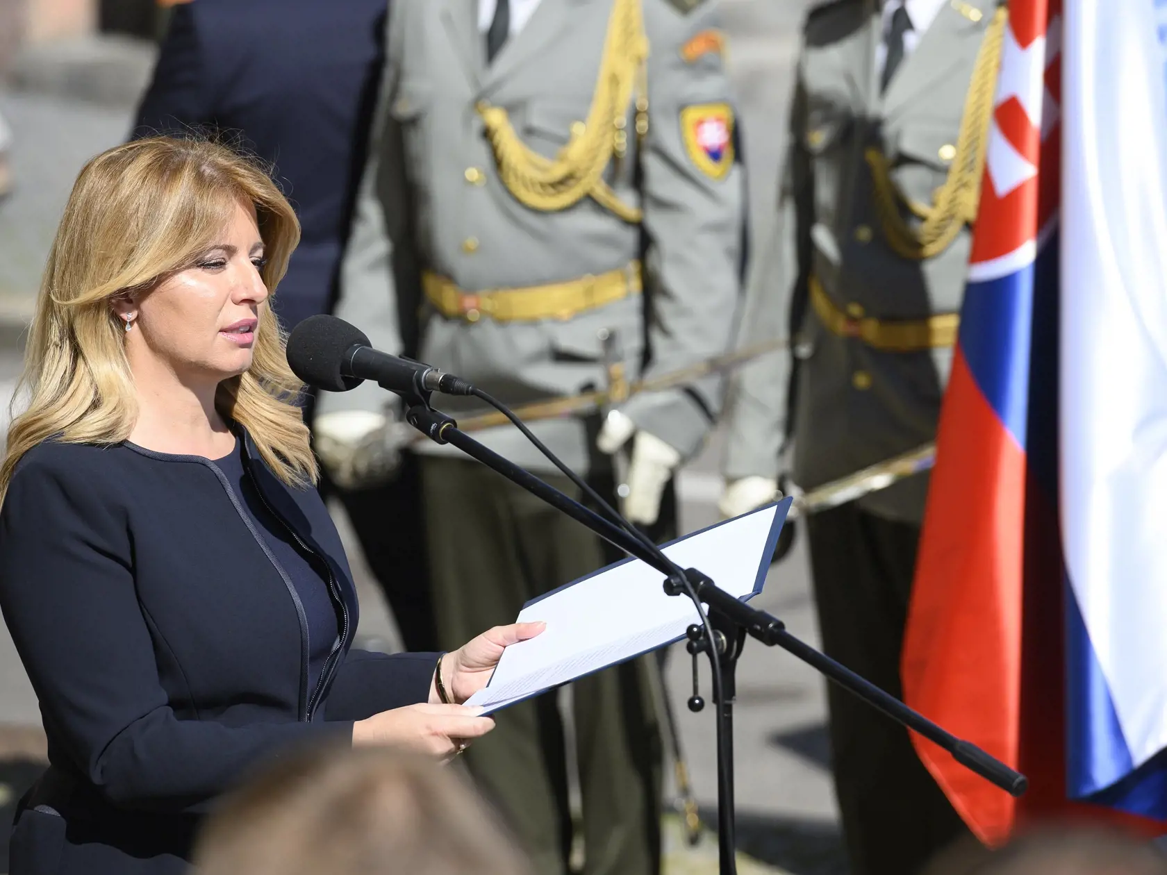 Na snímke prezidentka SR Zuzana Čaputová počas prejavu na pietnej spomienke pri príležitosti 52. výročia okupácie Československa vojskami Varšavskej zmluvy. V Bratislave 21. augusta 2020.