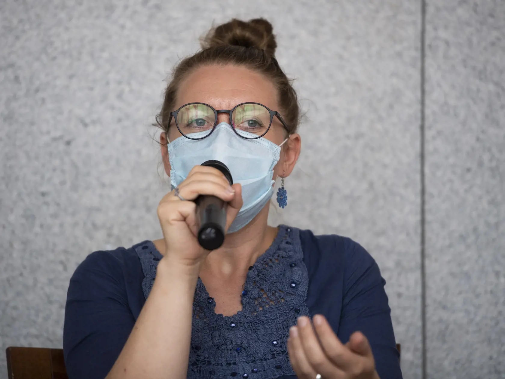 Na snímke poverená vedením Činohry Slovenského národného divadla (SND) Miriam Kičiňová počas tlačovej konferencie vedenia SND v Bratislave 10. septembra 2020. FOTO TASR - Jaroslav Novák
