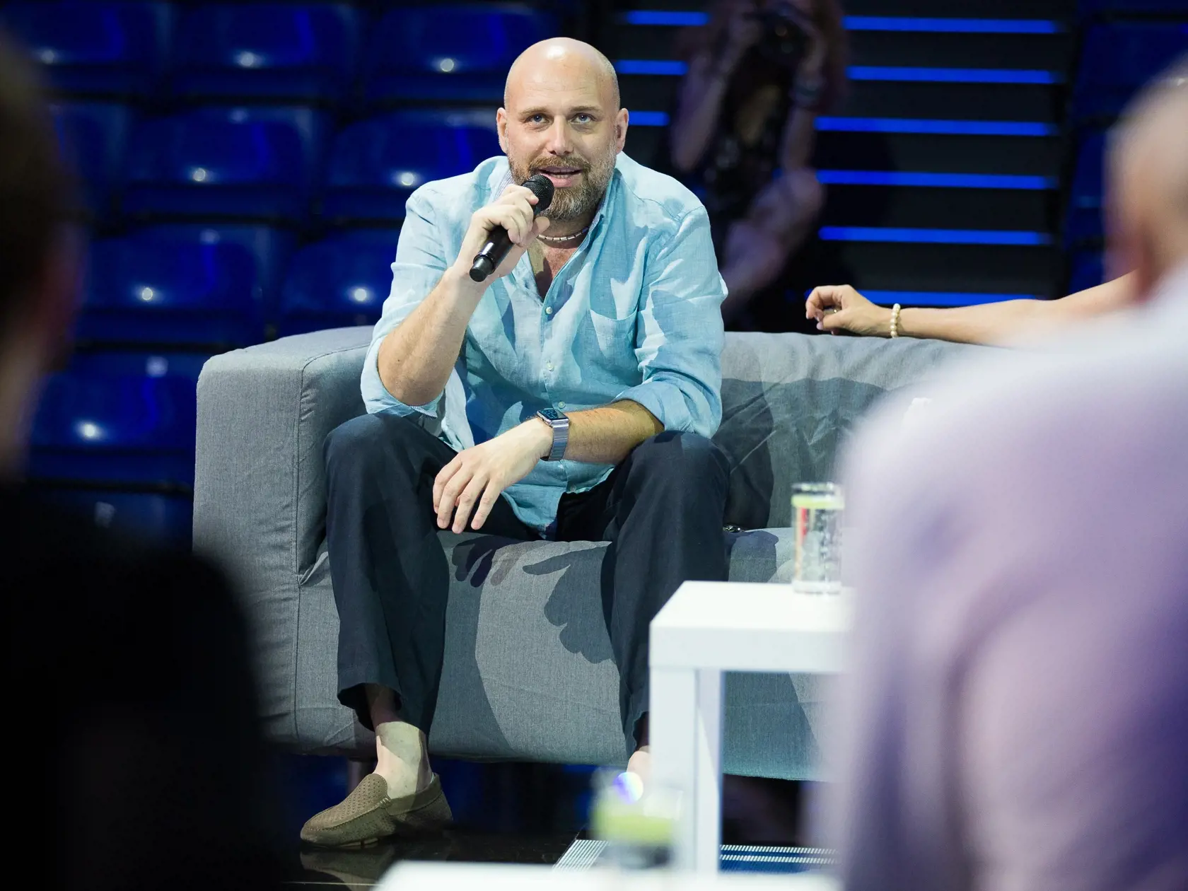 Tlačová konferencia k projektu Československo má talent 2018 v štúdiách televízie JOJ na Bratislavskej Kolibe. Na snímke Jeffo Minařík.