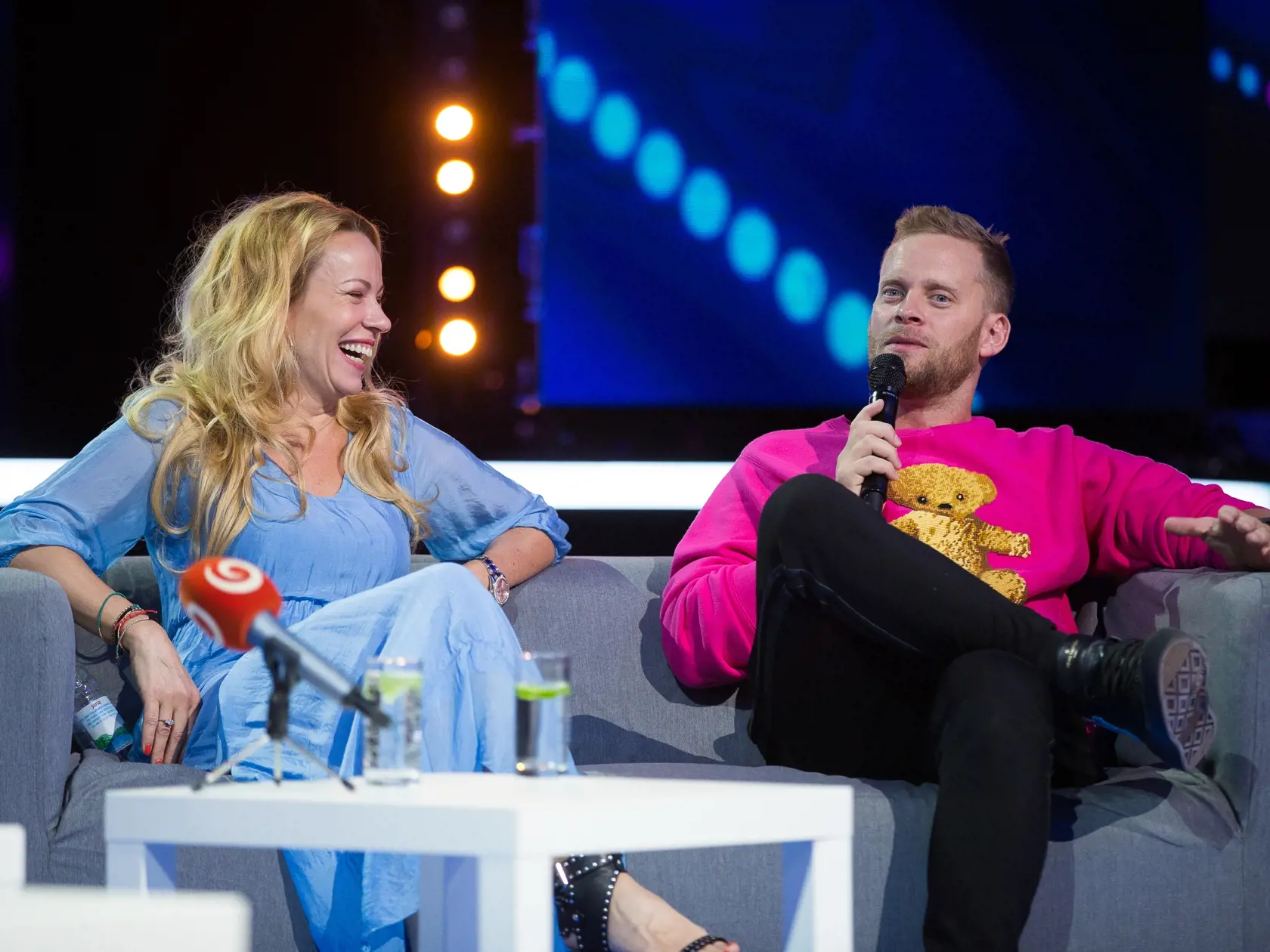 Tlačová konferencia k projektu Československo má talent 2018 v štúdiách televízie JOJ na Bratislavskej Kolibe. Na snímke Diana Mórová a Jakub Prachař.